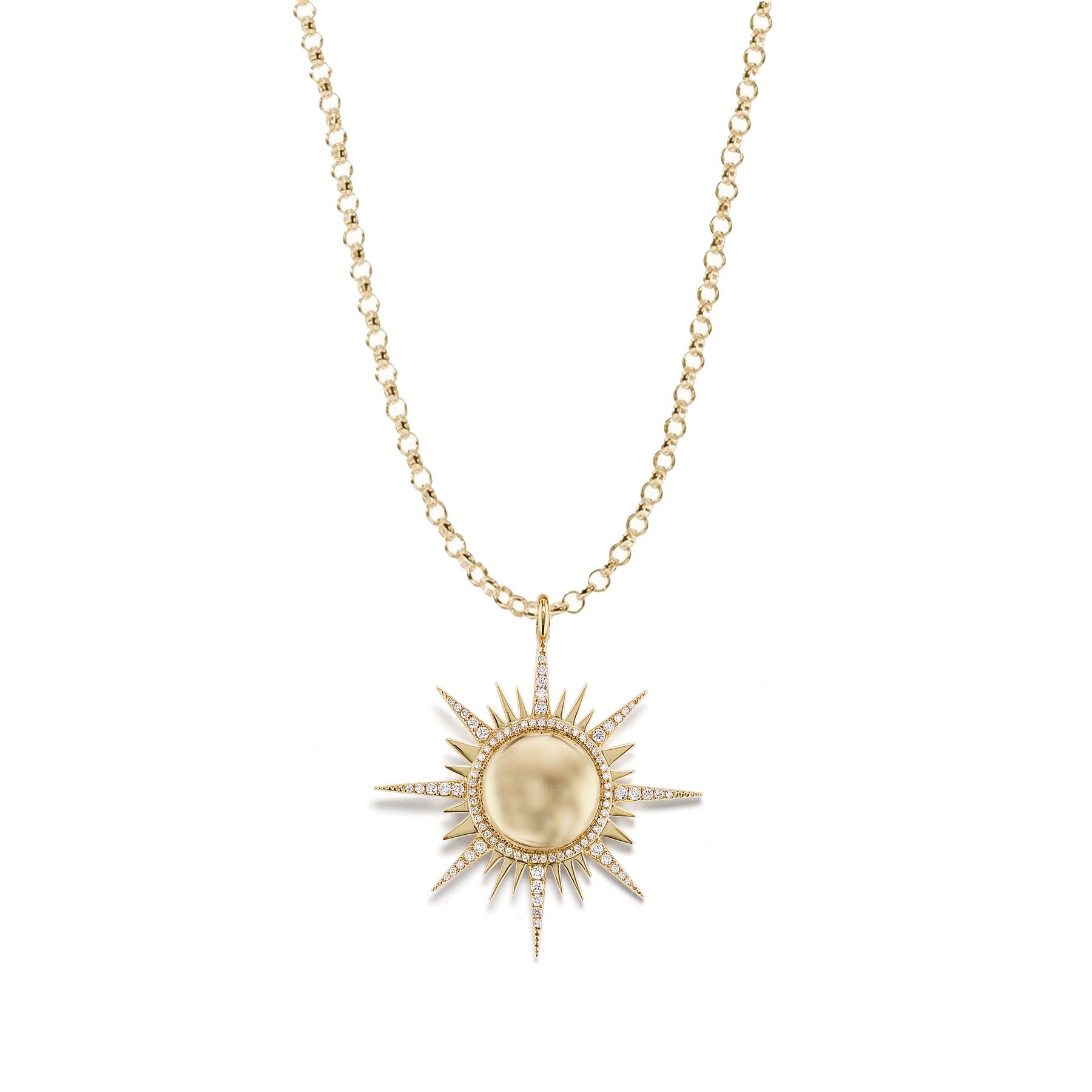 18k yellow gold Il Sole Pendant sun with diamonds by Sorellina on chain