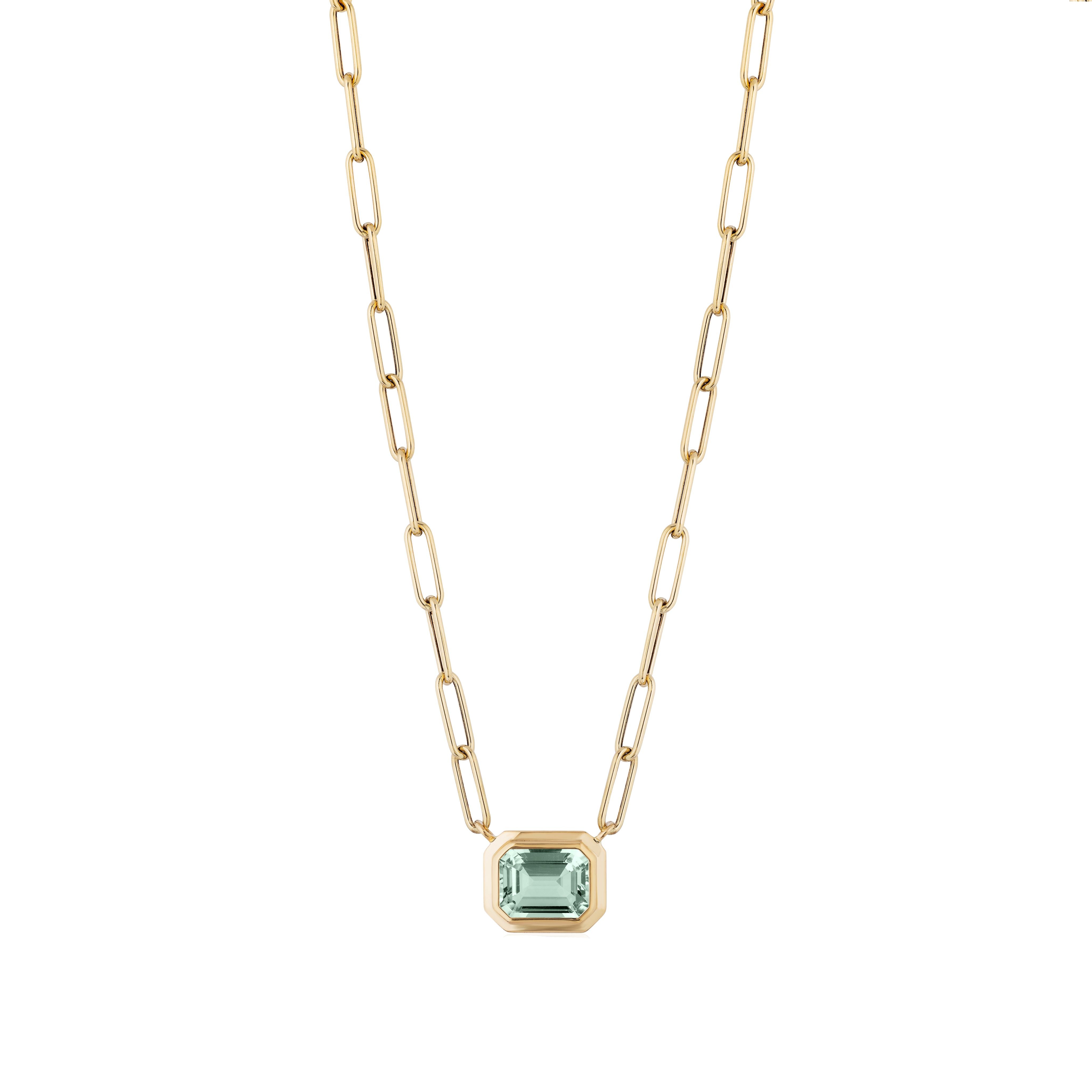 Small Prasiolite Emerald Cut Pendant