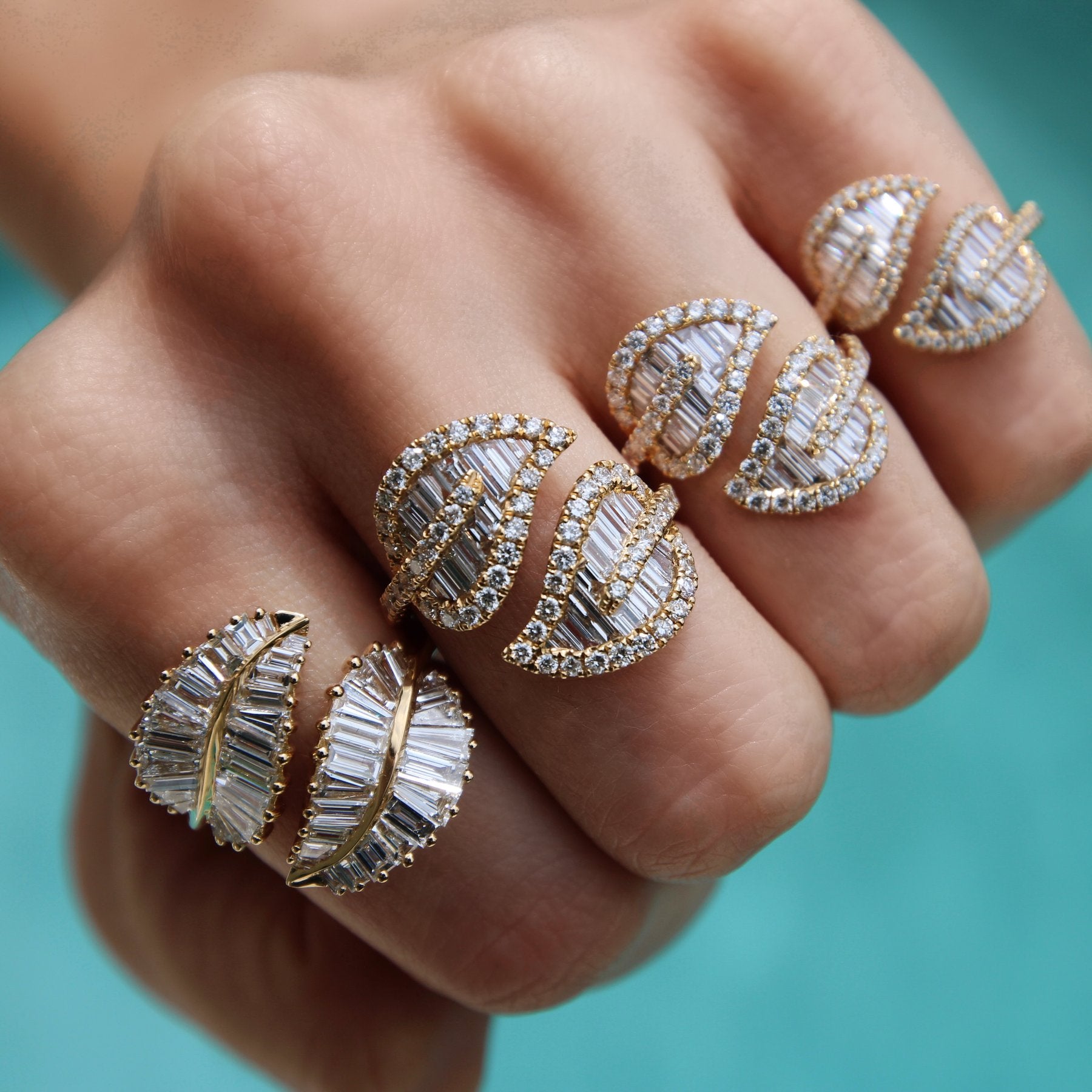 Small Leaf Diamond Ring