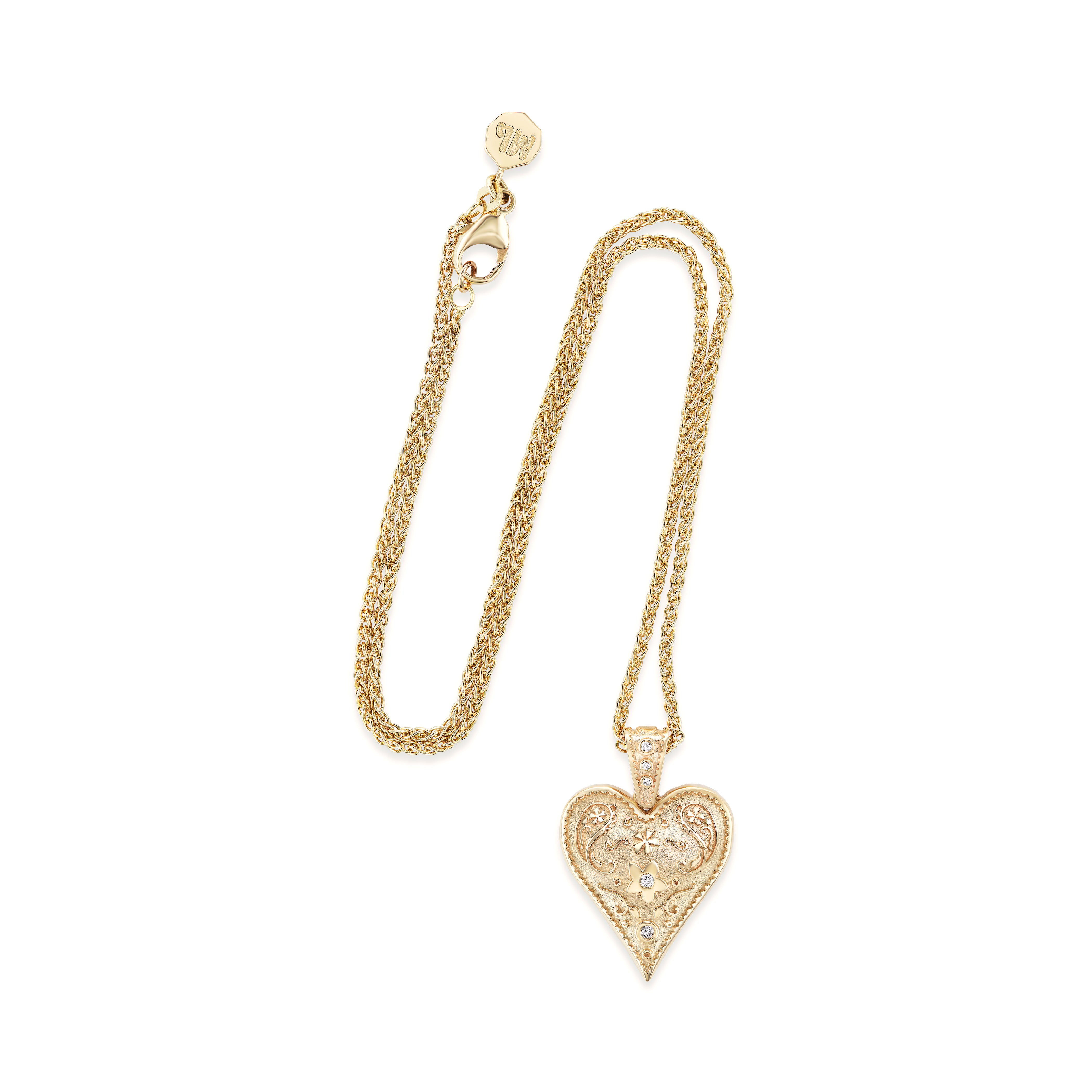 14k yellow gold Medium Southwestern Heart Charm pendant by Marlo Laz Tiny Gods