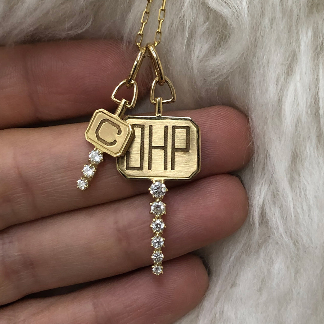 18k yellow gold Catherine Key Charm diamond pendant by Jade Trau diamonds yellow gold