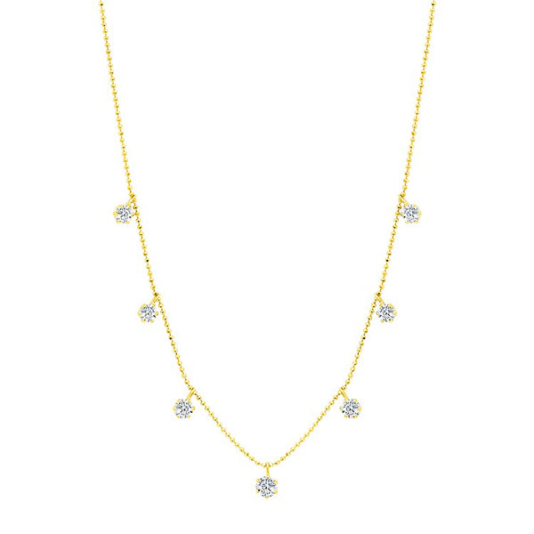 18k medium yellow gold floating diamond necklace by Graziela 