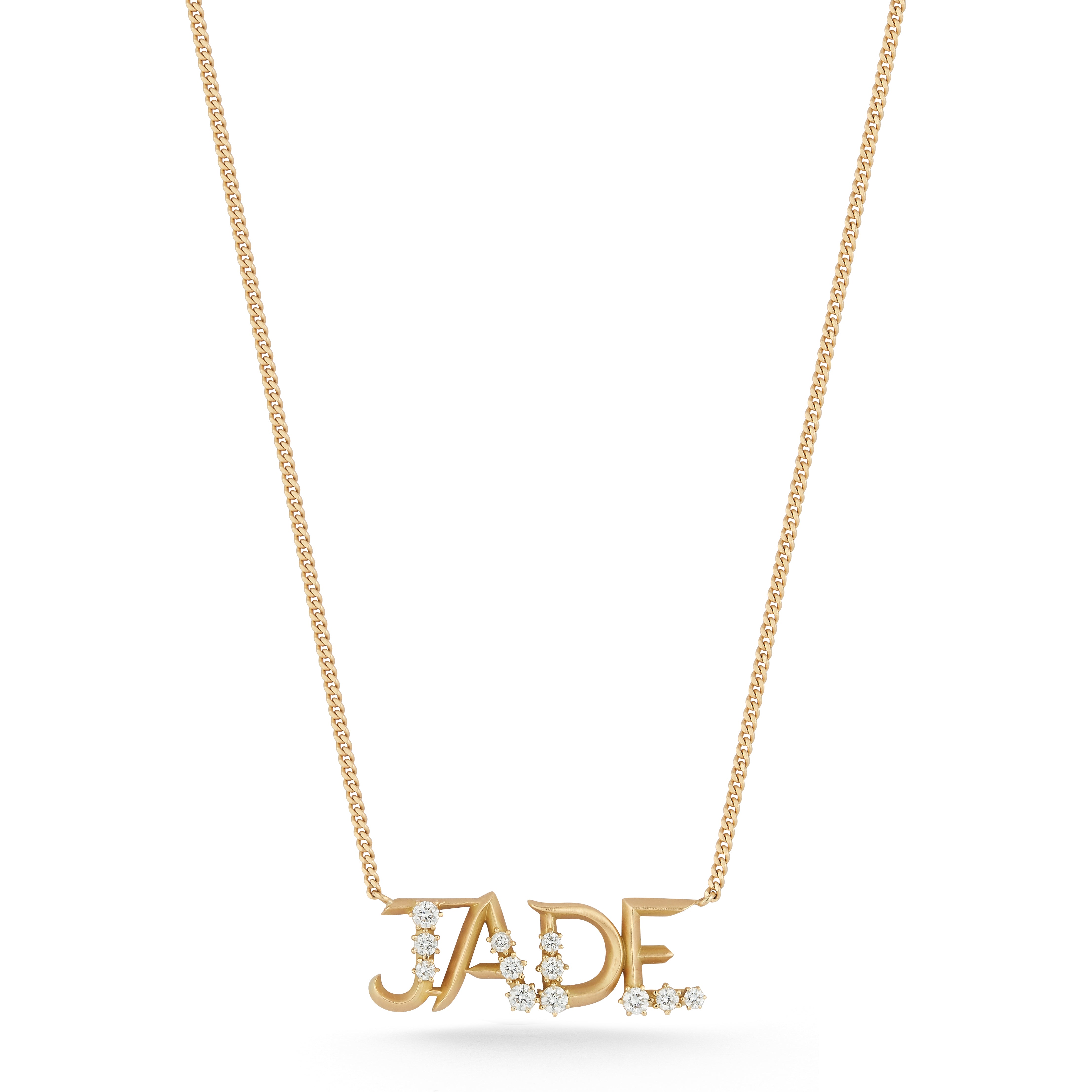 Jade Trau 18K yellow gold diamond Nameplate Necklace initial pendant