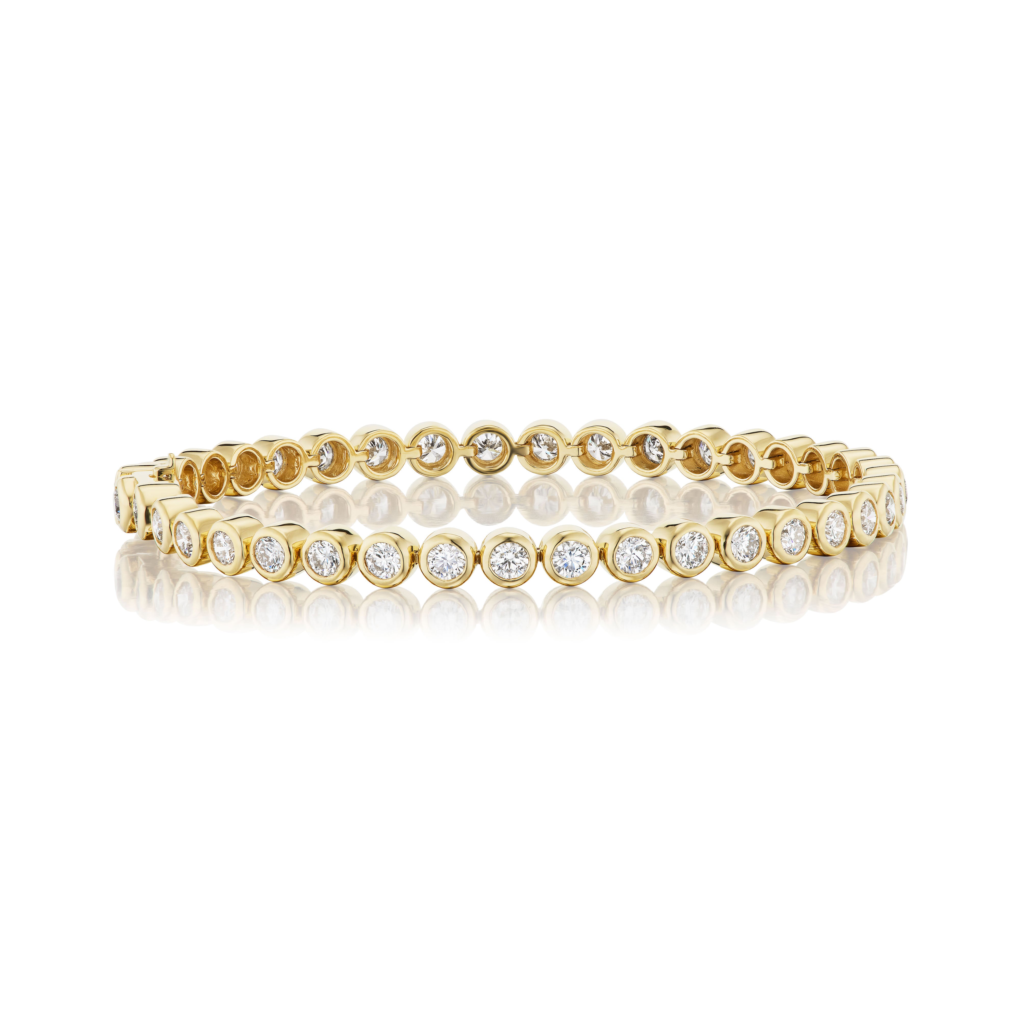 18KY Bezel Diamond Tennis Bracelet yellow gold round diamond tiny gods