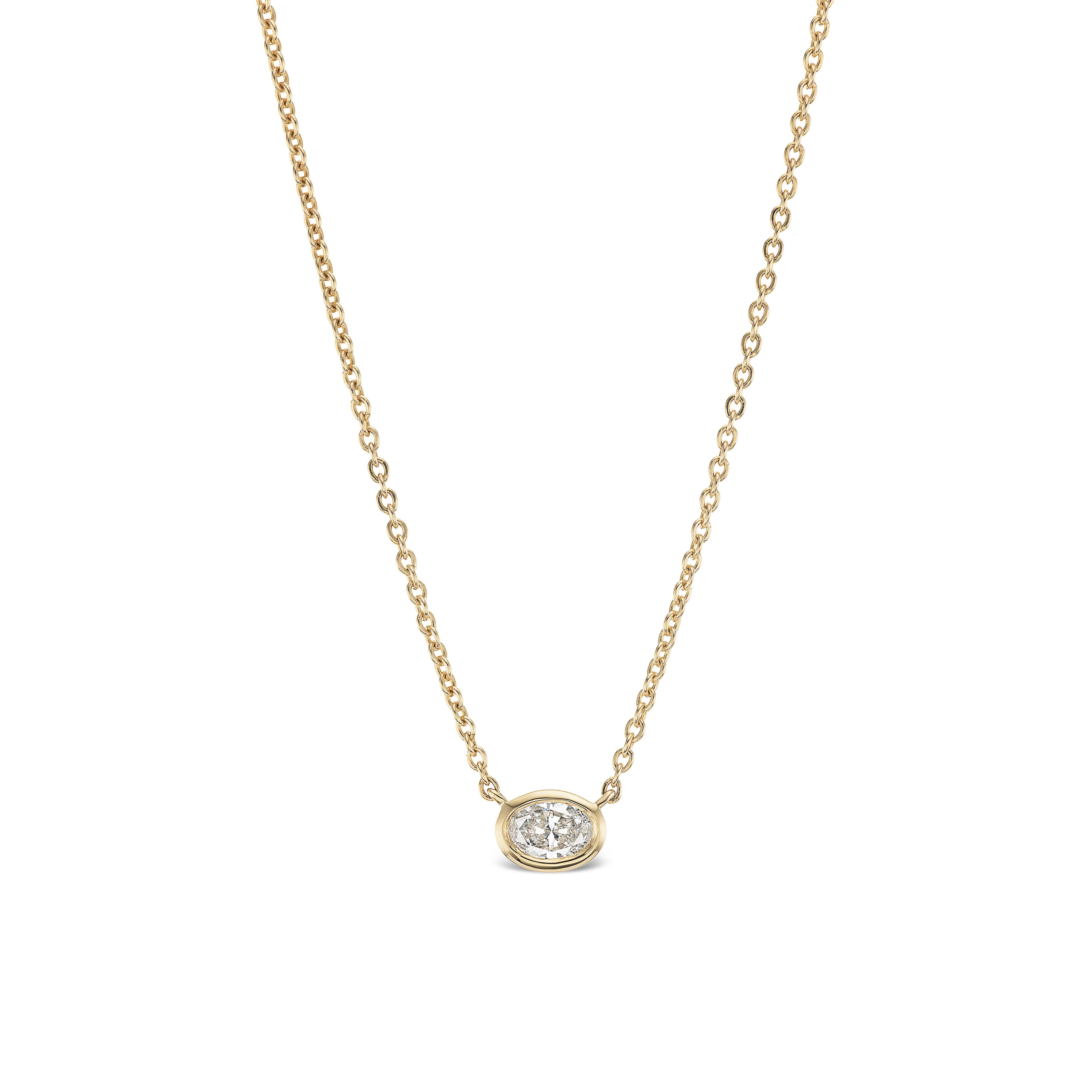 Oval Diamond Solitaire Pendant