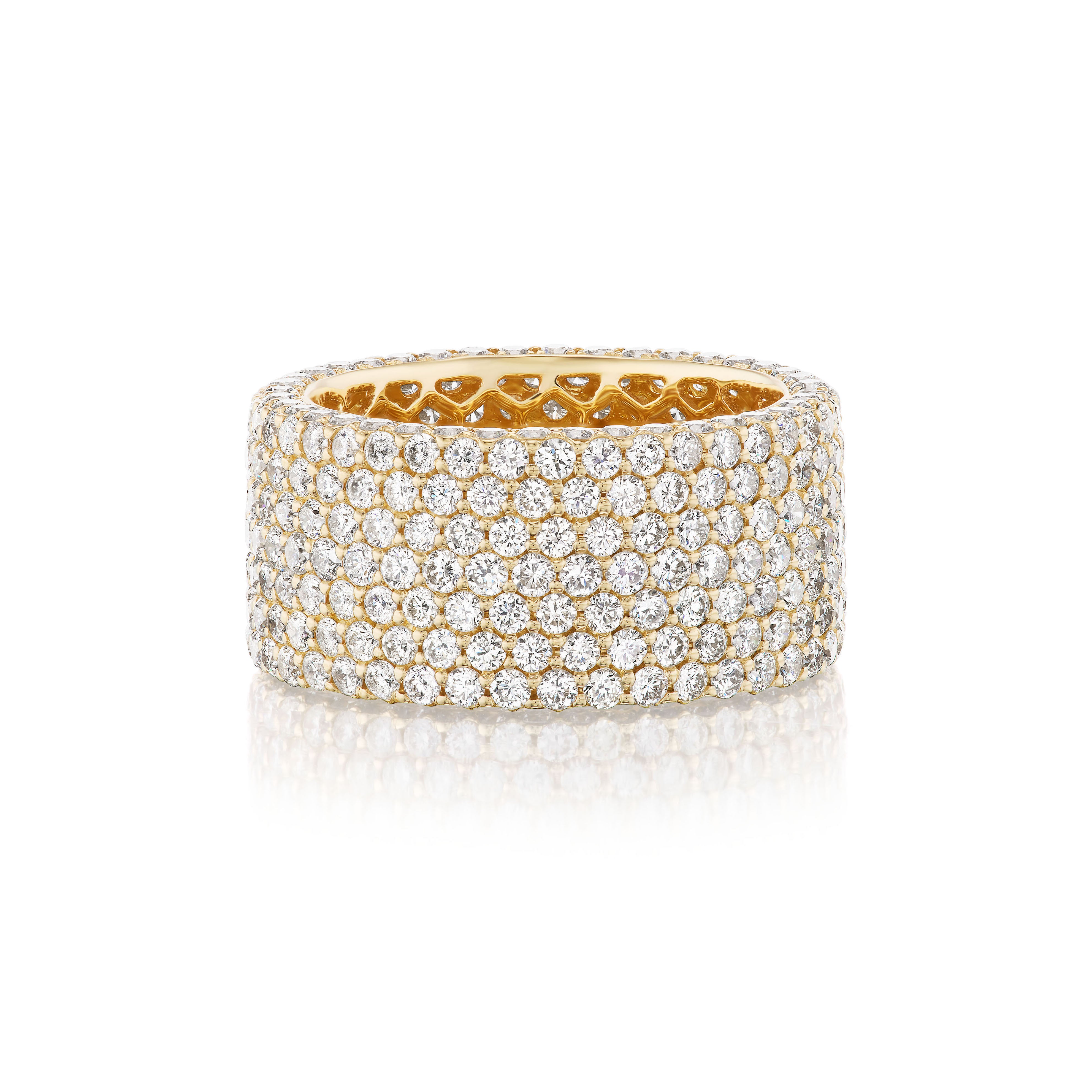 14k yellow gold Wide Pavé Diamond Band Tiny Gods Ring