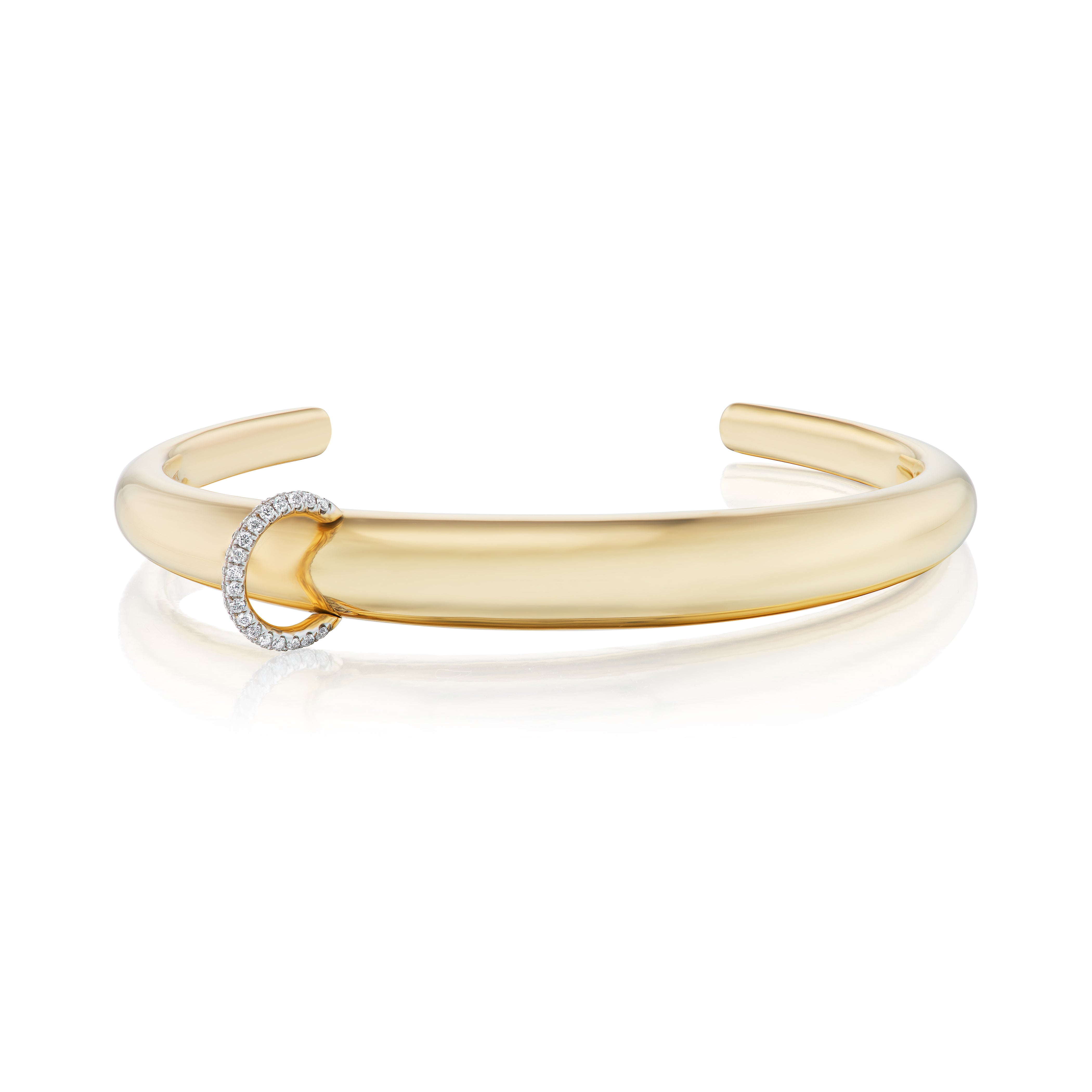 14k yellow gold small piercing bangle with diamond loop by Rainbow K Tiny Gods