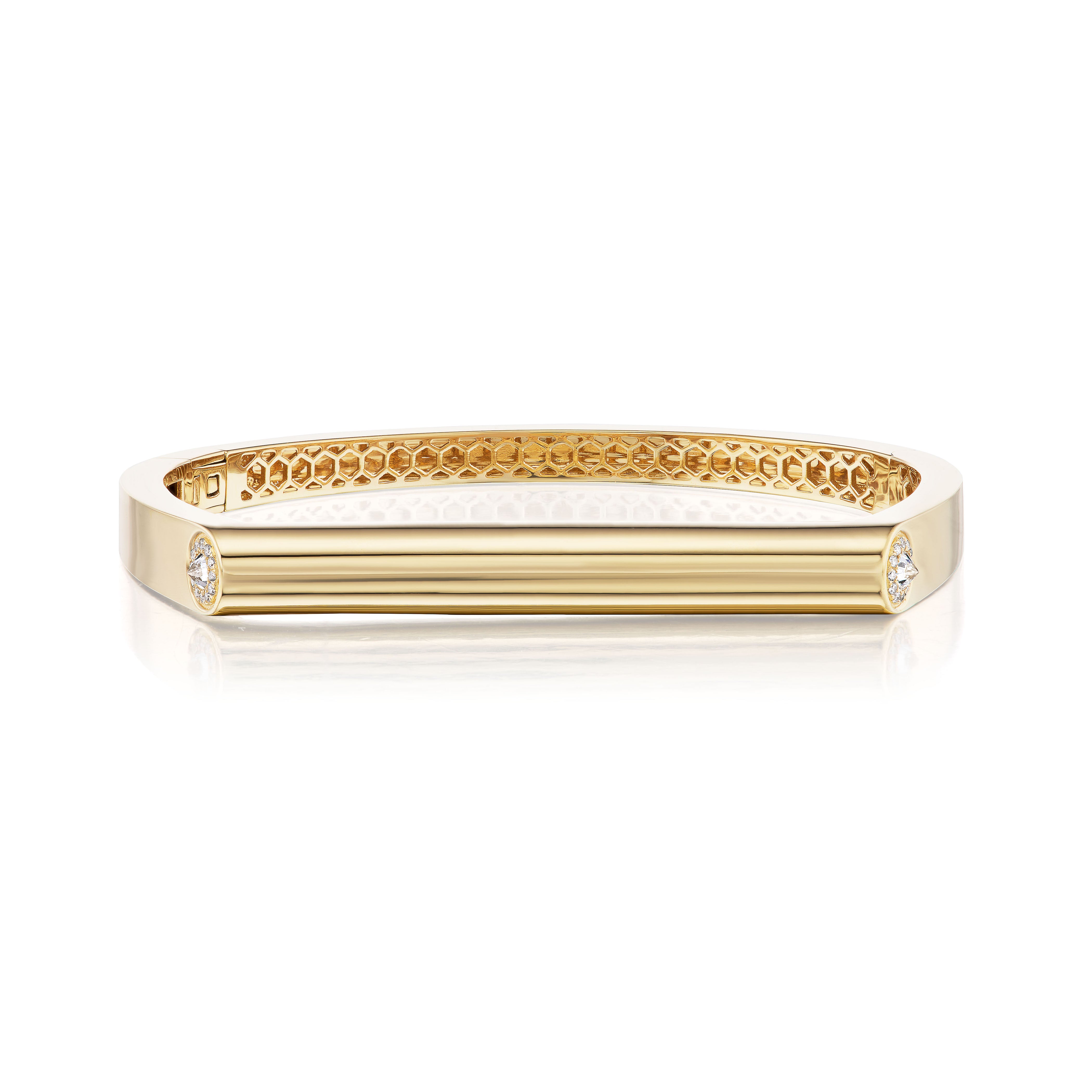 14k yellow gold Grace bangle with diamonds by Rainbow K Tiny Gods