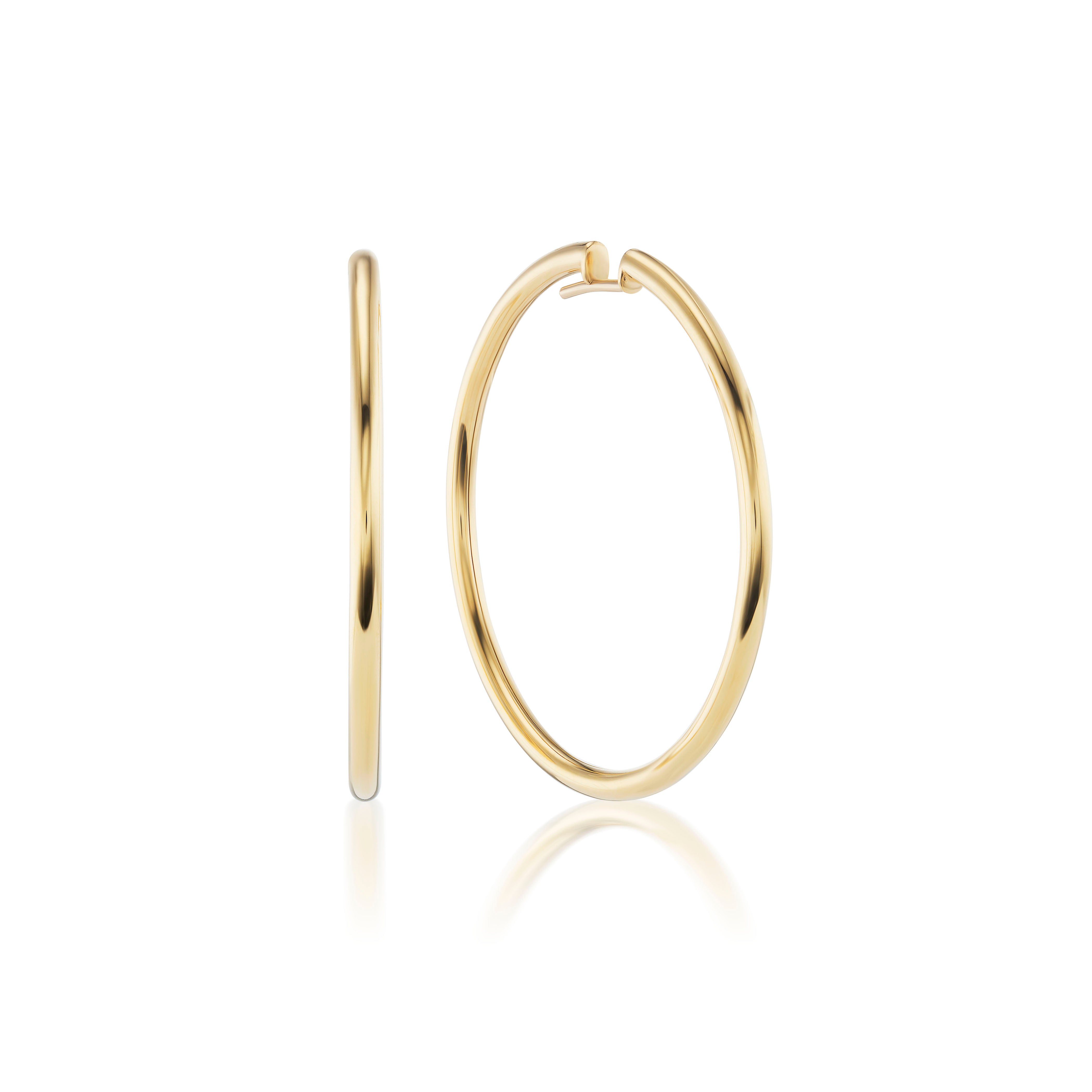 18k yellow gold large tube hoops Tiny Gods