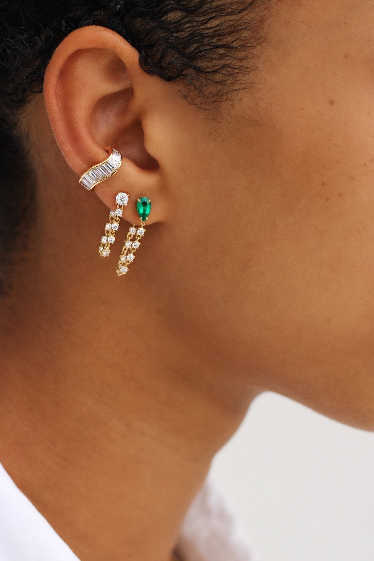 Baguette Diamond Wave Ear Cuff