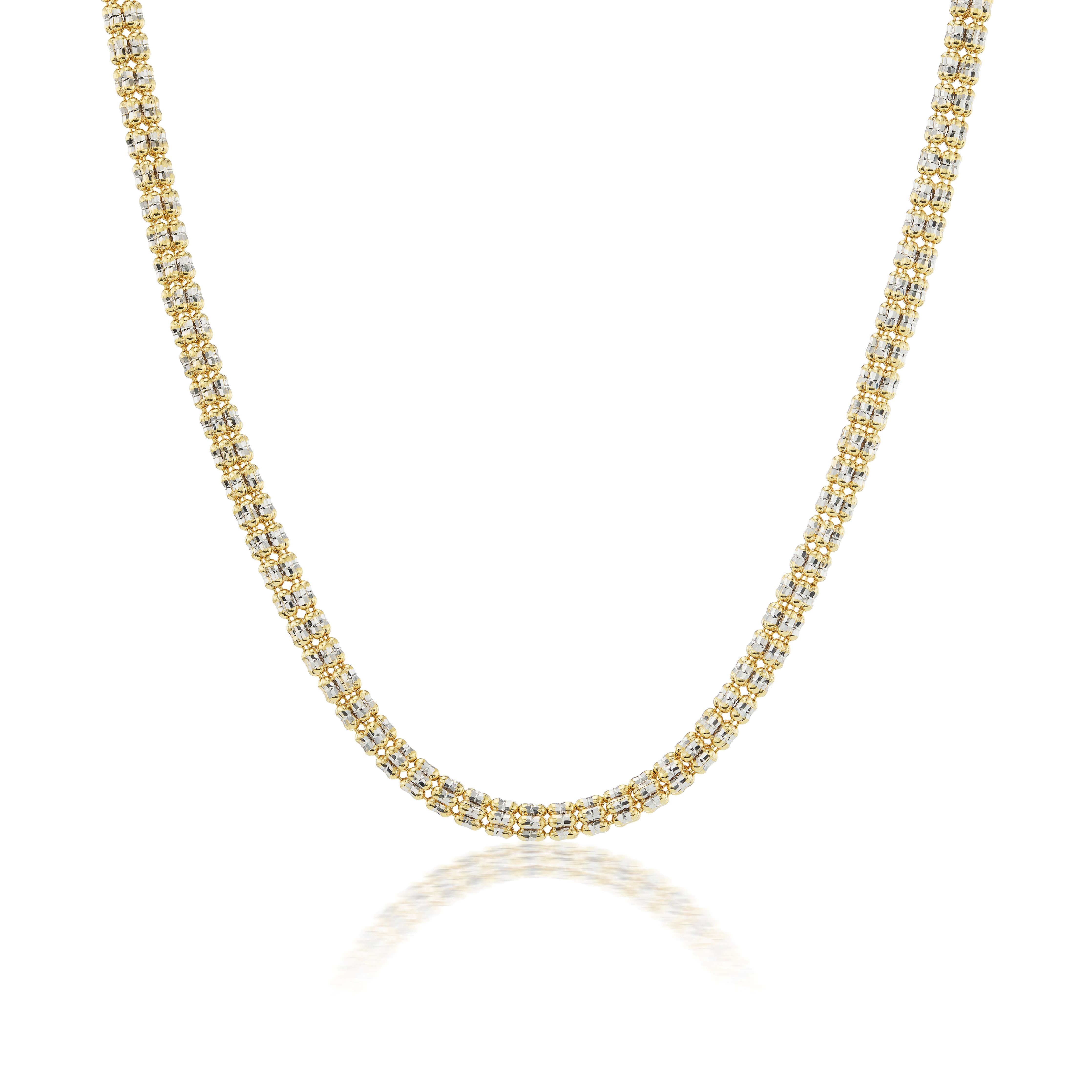 ice chain yellow and white gold tiny gods necklace