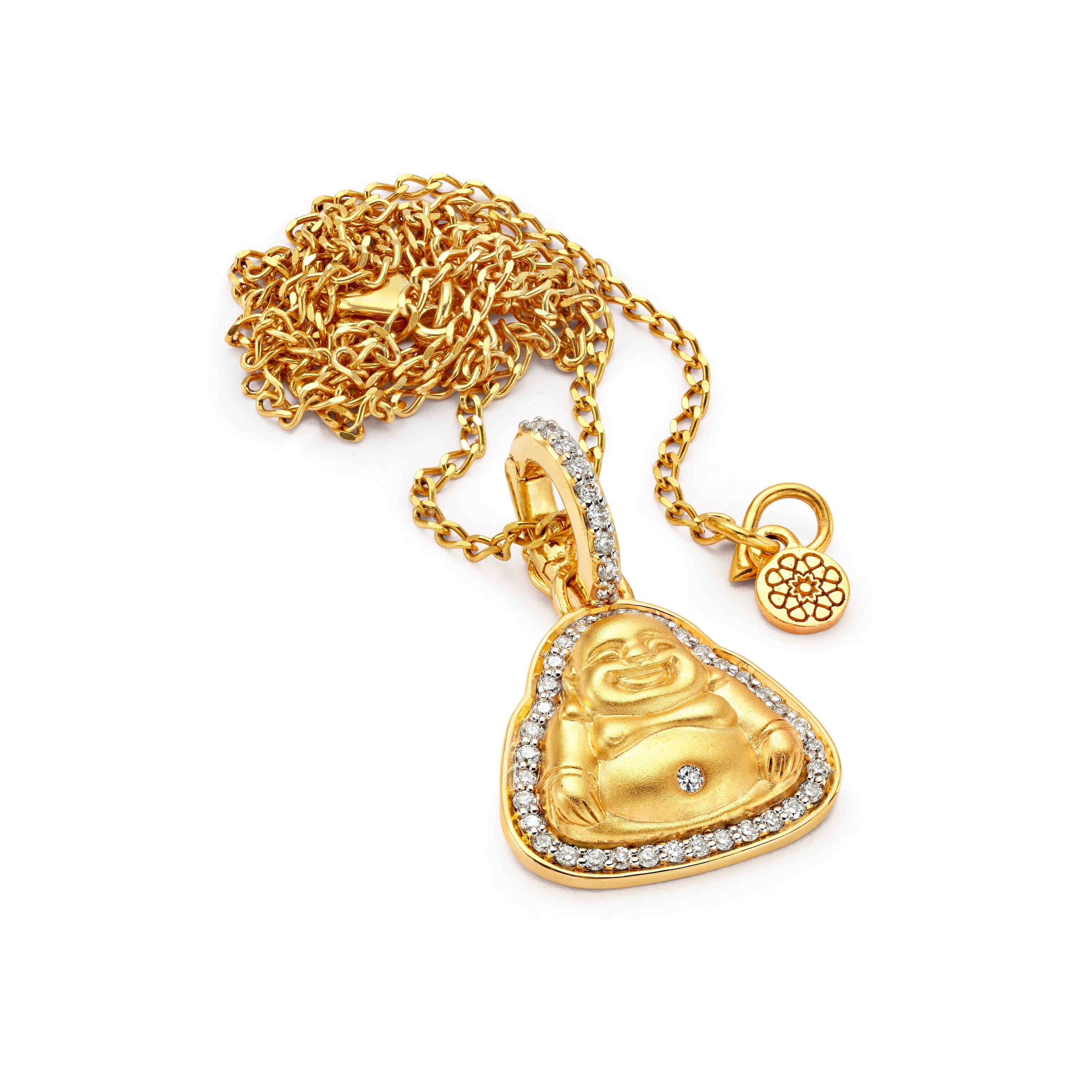 small happy buddha gold diamonds pendant buddha mama tiny gods