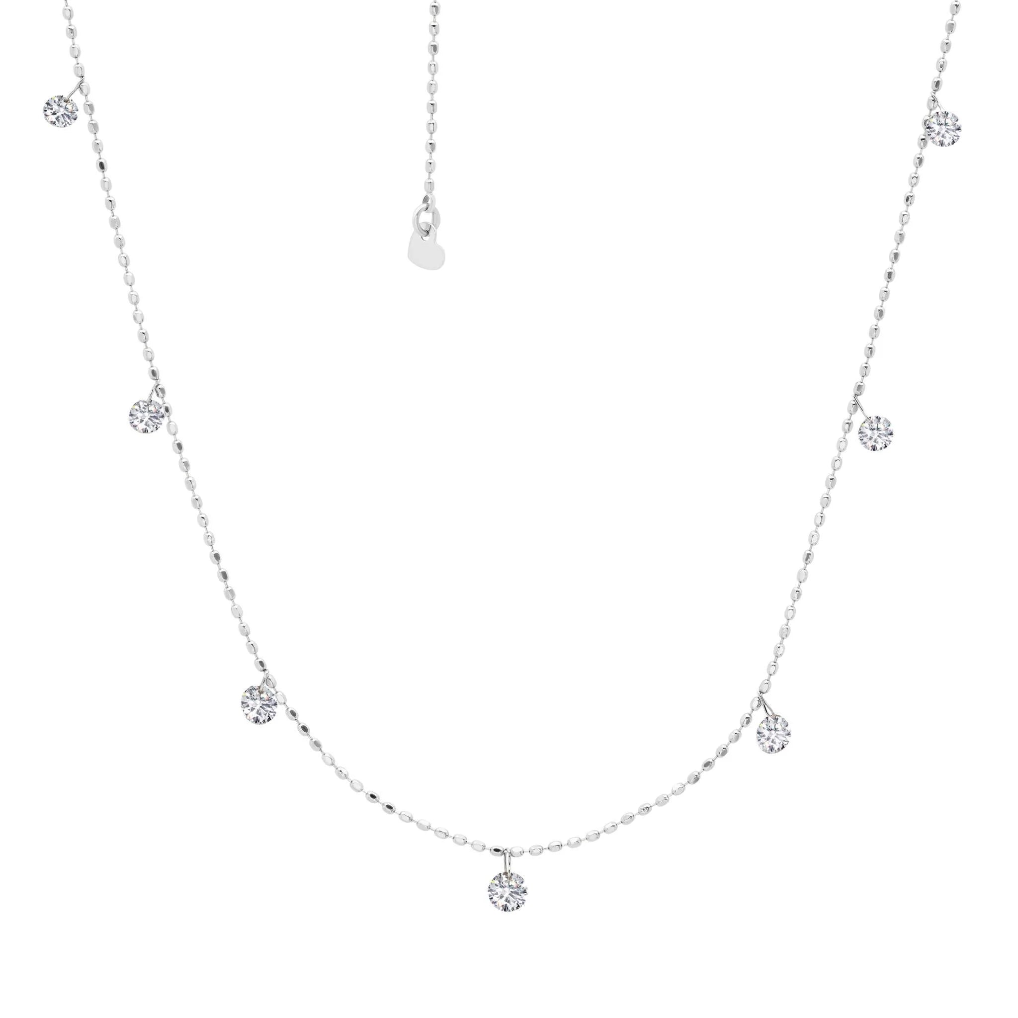 18k white gold tiny diamond floating adjustable necklace by Graziela Tiny Gods