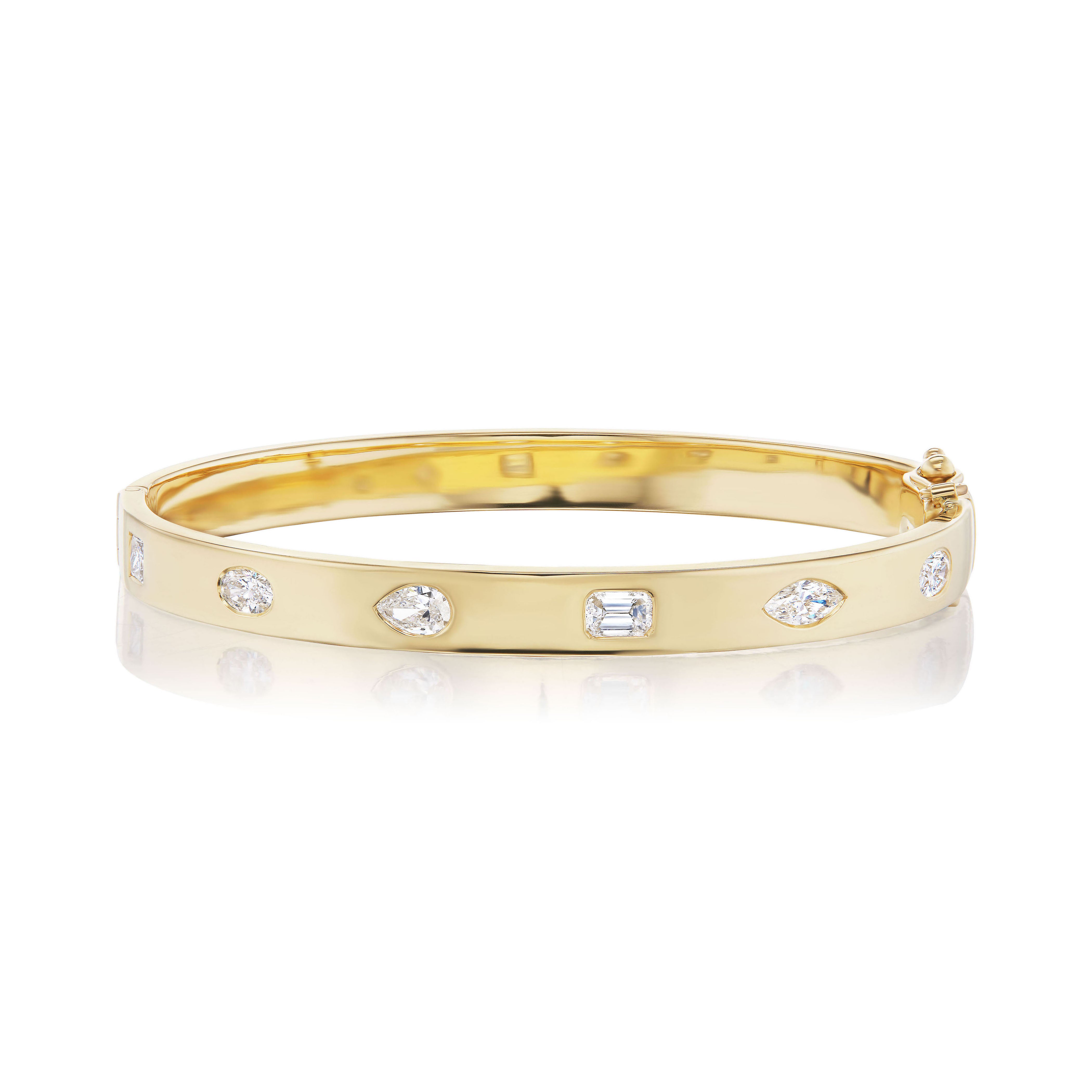 18K yellow gold Multi-Shape Diamond Bangle bracelet tiny gods
