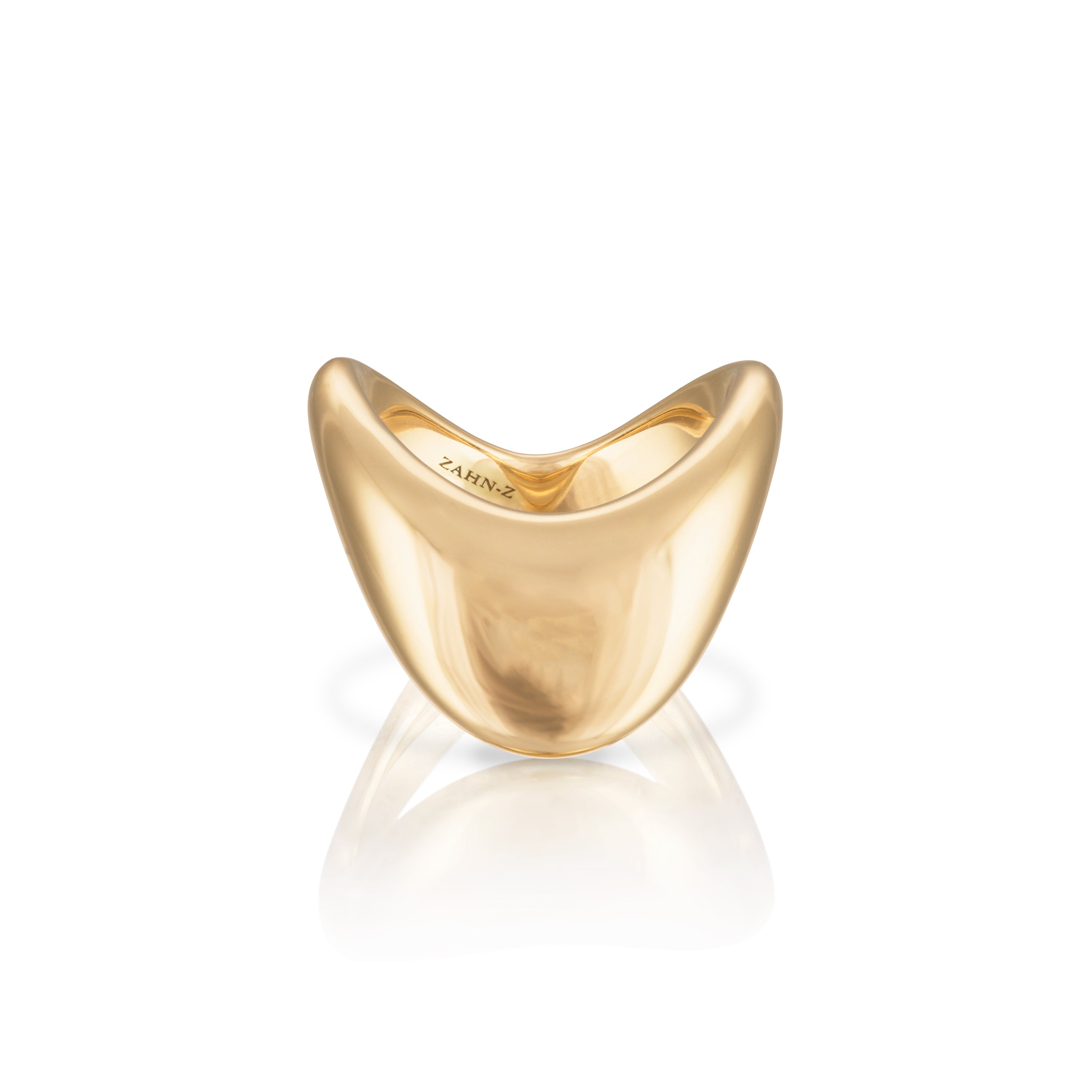 14k yellow gold big ZAHA solid plain gold band ring Zahn-Z Tiny Gods 