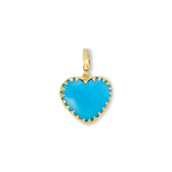 14k yellow gold extra small Persian turquoise heart charm Christina alexiou tiny gods 