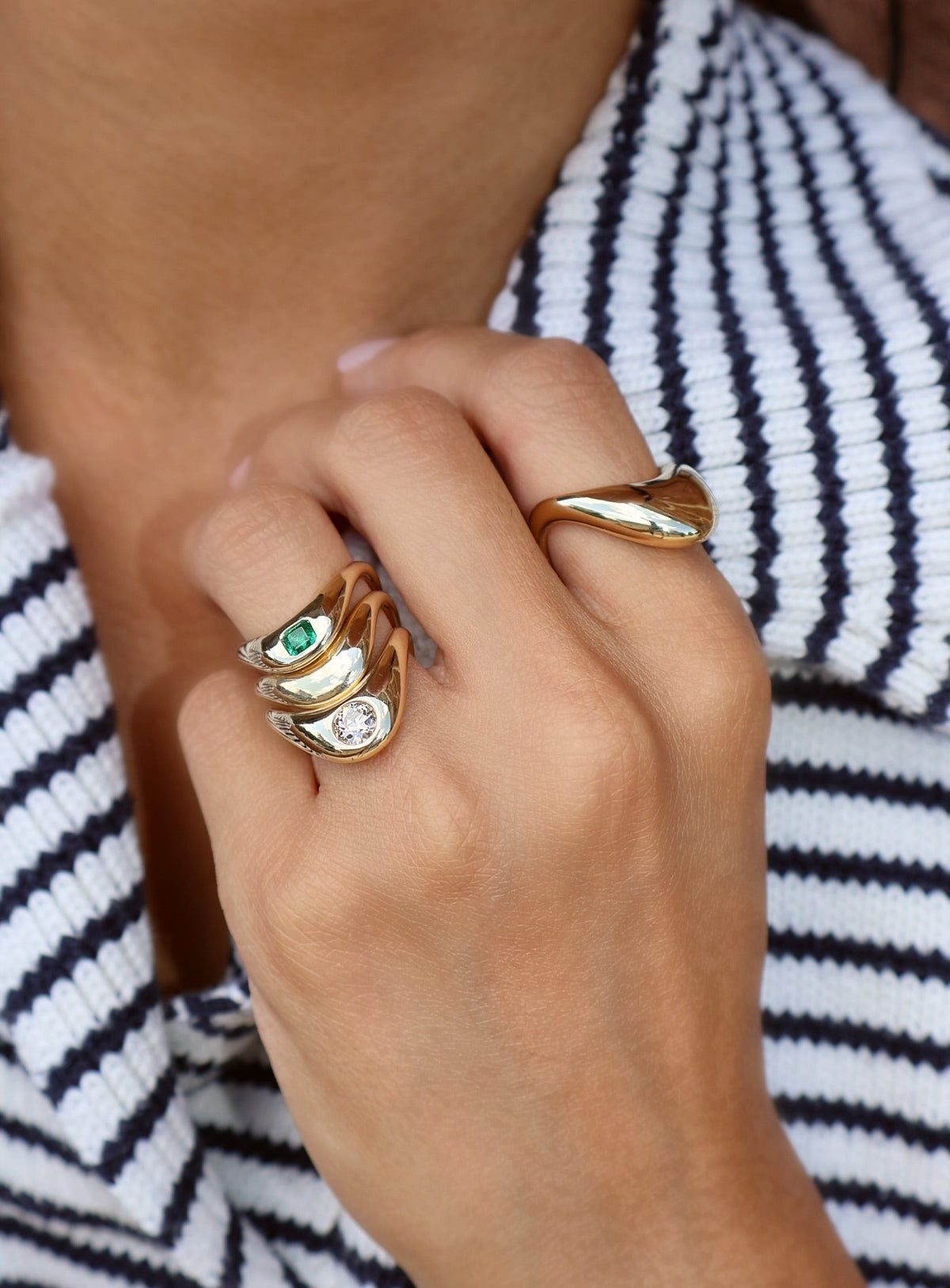 14k yellow gold medium ZAHA champagne round diamond ring by Zahn Z Tiny Gods