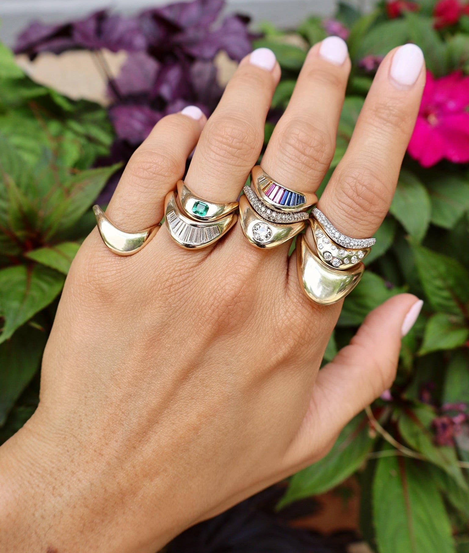 14k yellow gold petite diamond confetti ZAHA ring by Zahn Z Tiny Gods