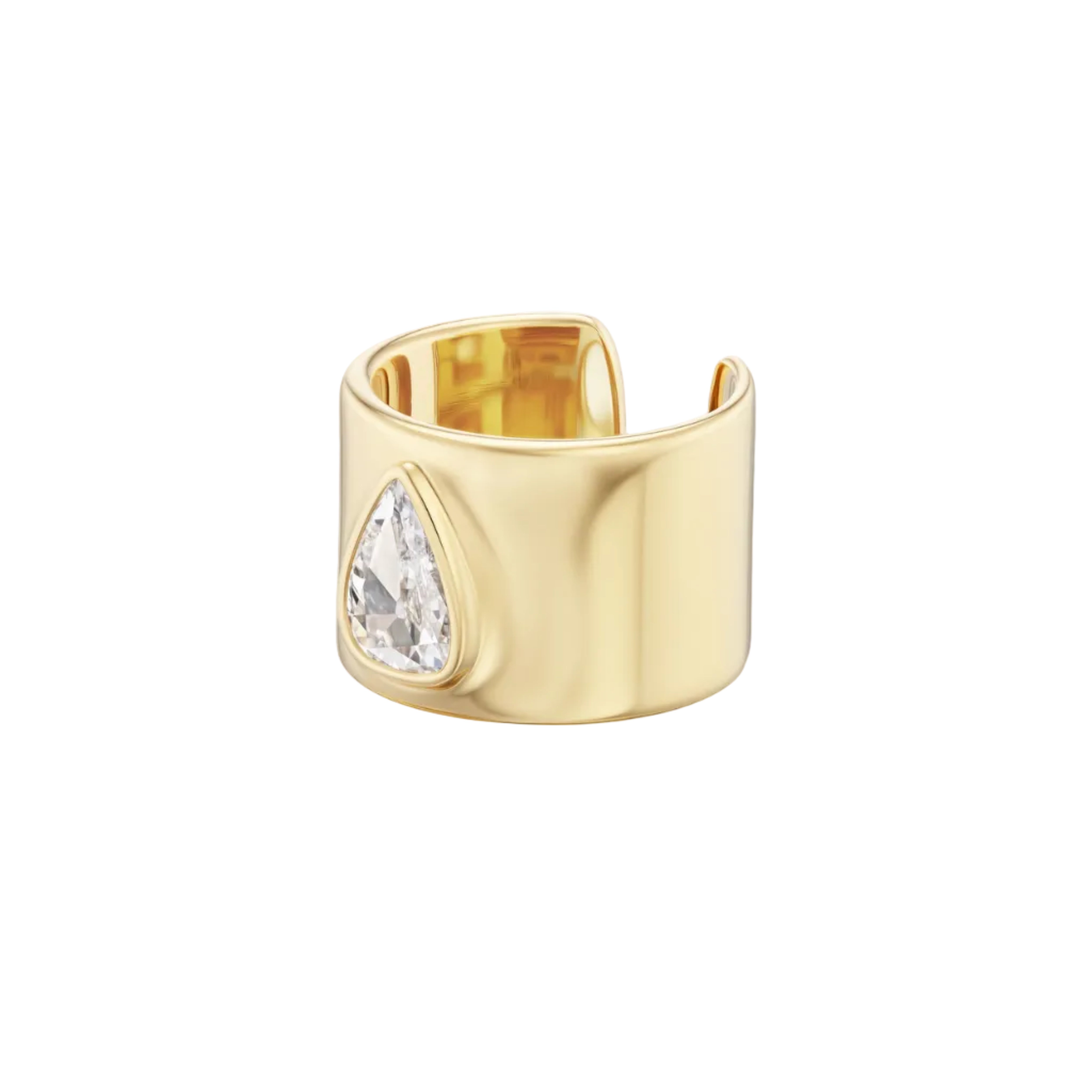 15mm cuff pear ring with diamonds yellow gold uniform object tiny gods 