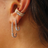 Pave Safety Pin Earring