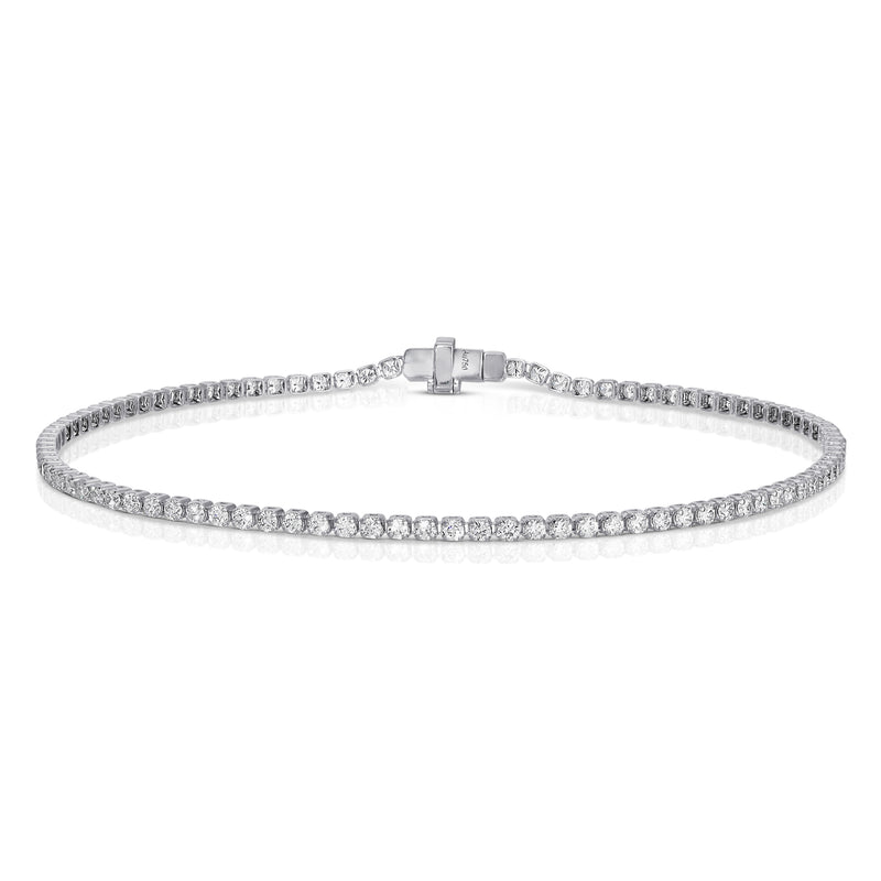 18k white gold mini invisible diamond tennis bracelet tiny Gods