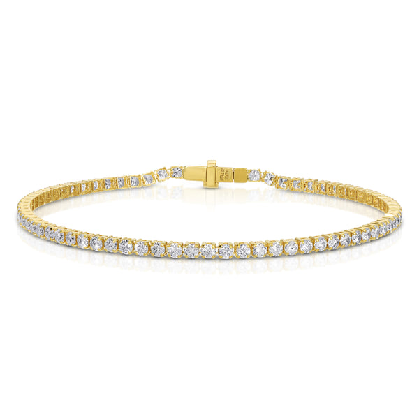 18k yellow gold medium round diamond prong tennis bracelet Tiny Gods