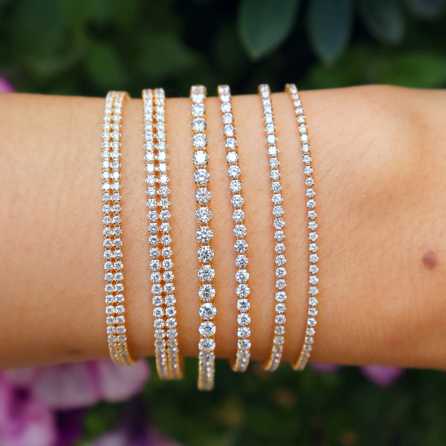 18k yellow gold double diamond small invisible tennis bracelet Tiny Gods
