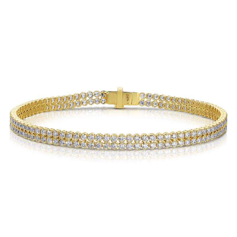 18k yellow gold double diamond small invisible tennis bracelet Tiny Gods