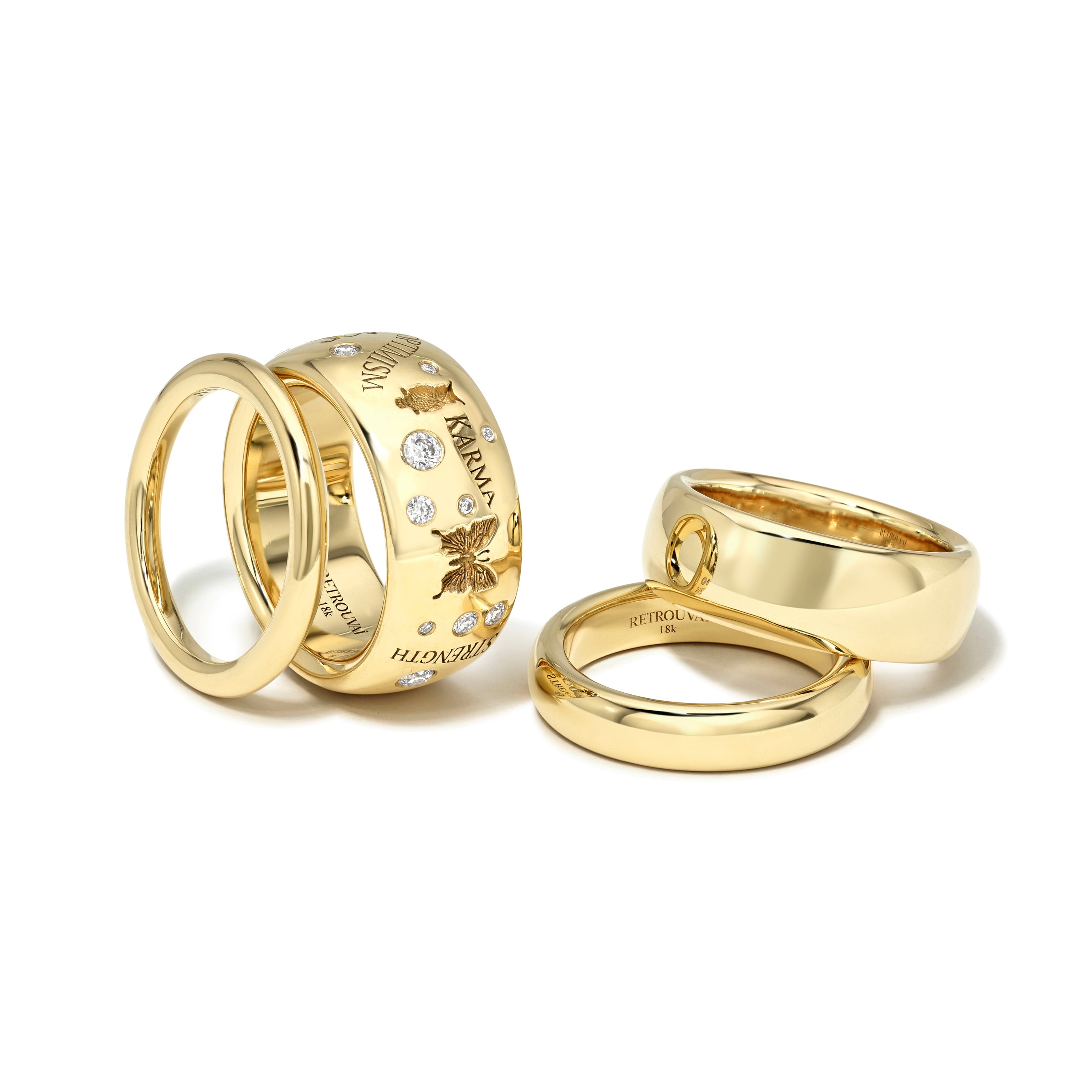 18k yellow gold anchor band with engraving yellow gold tiny gods retrouvia 