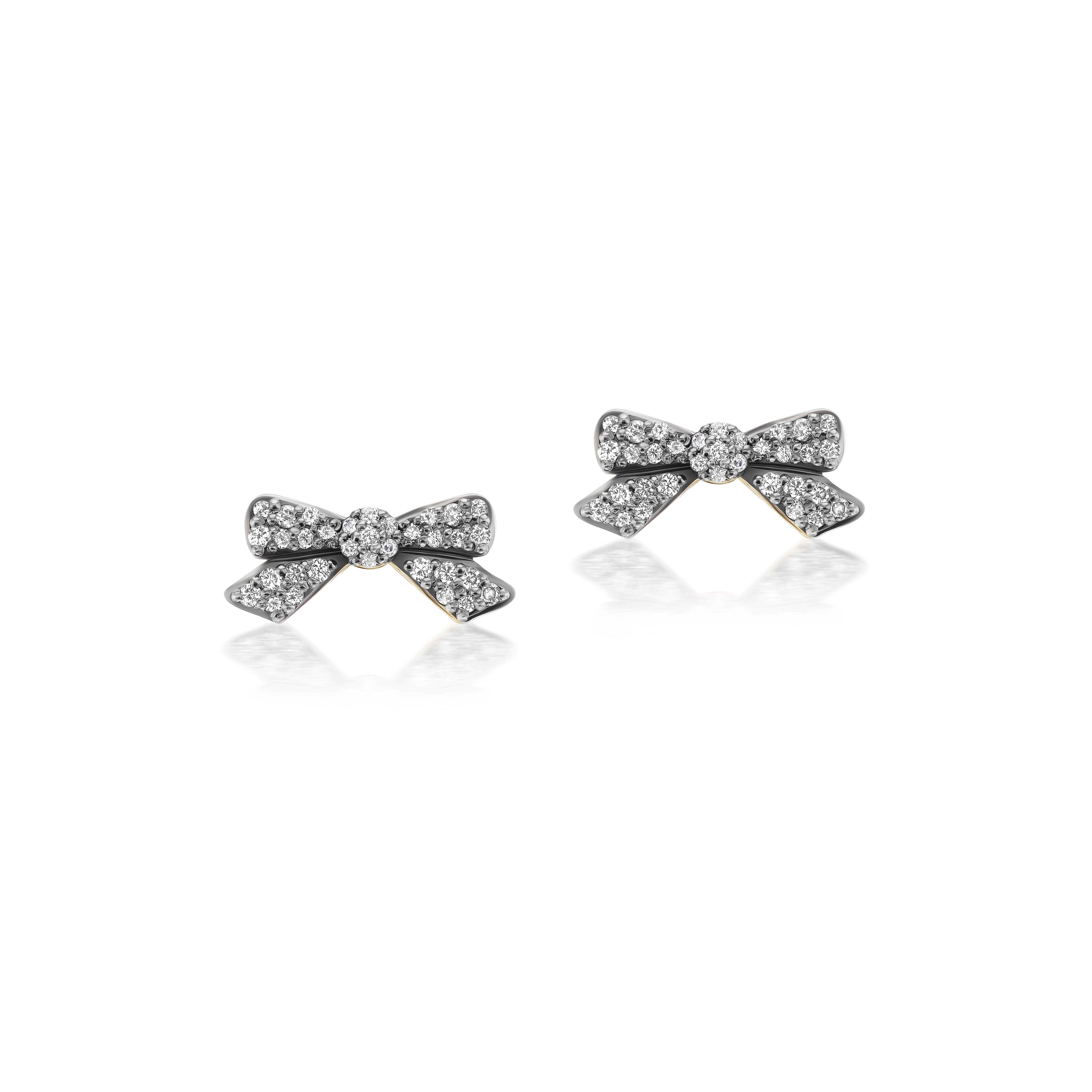 18k yellow gold black rhodium diamond encrusted small box stud earrings by Jenna Blake Tiny Gods 