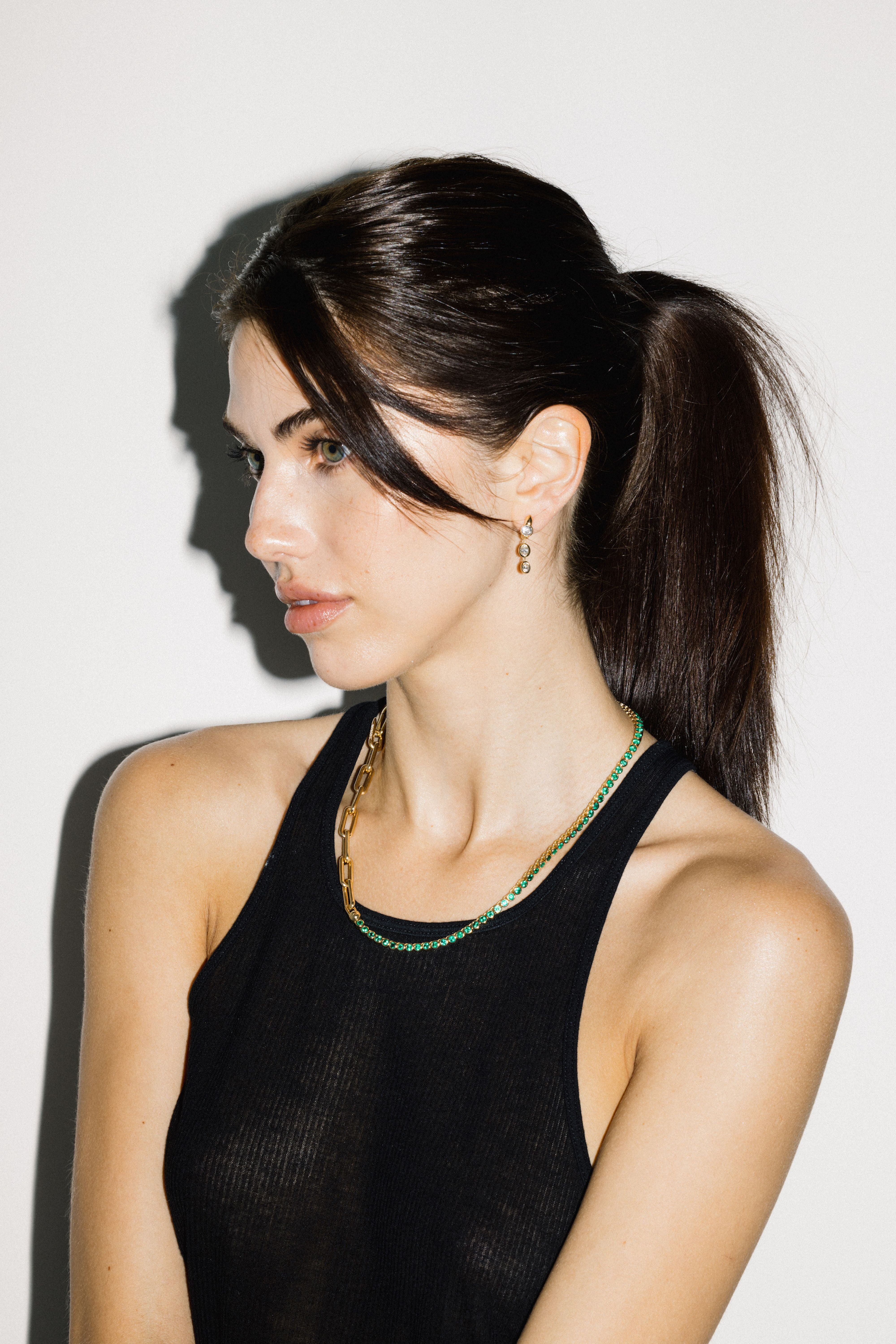 Diamond Tusk Drop Earrings yellow gold uniform object tiny gods on model