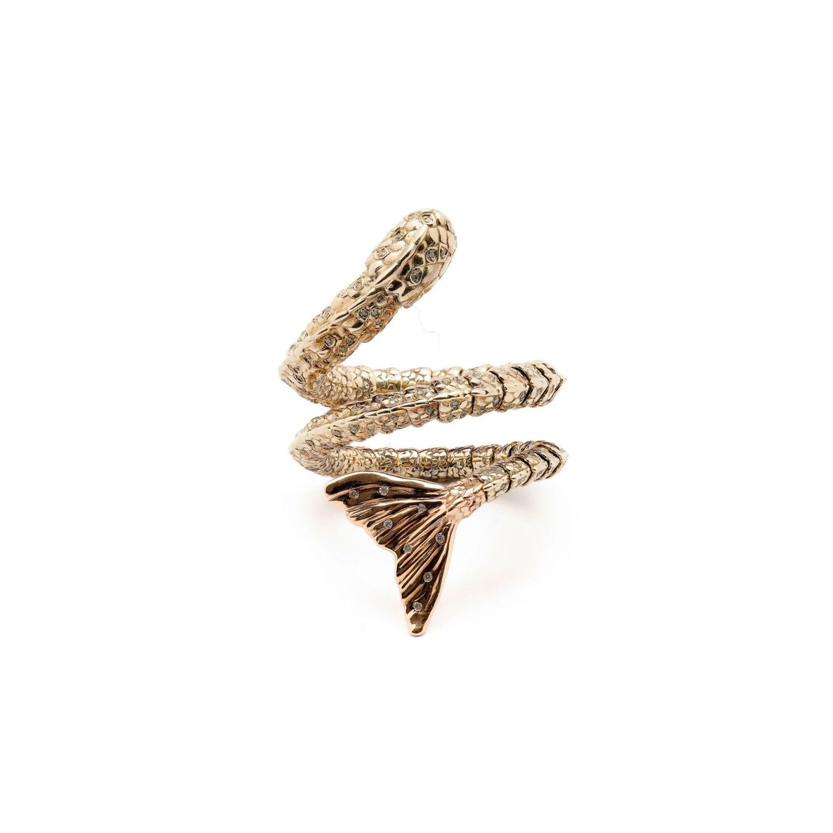 18k yellow gold diamond twist mermaid tail ring bestiary collection by Bibi van der Velden Tiny Gods