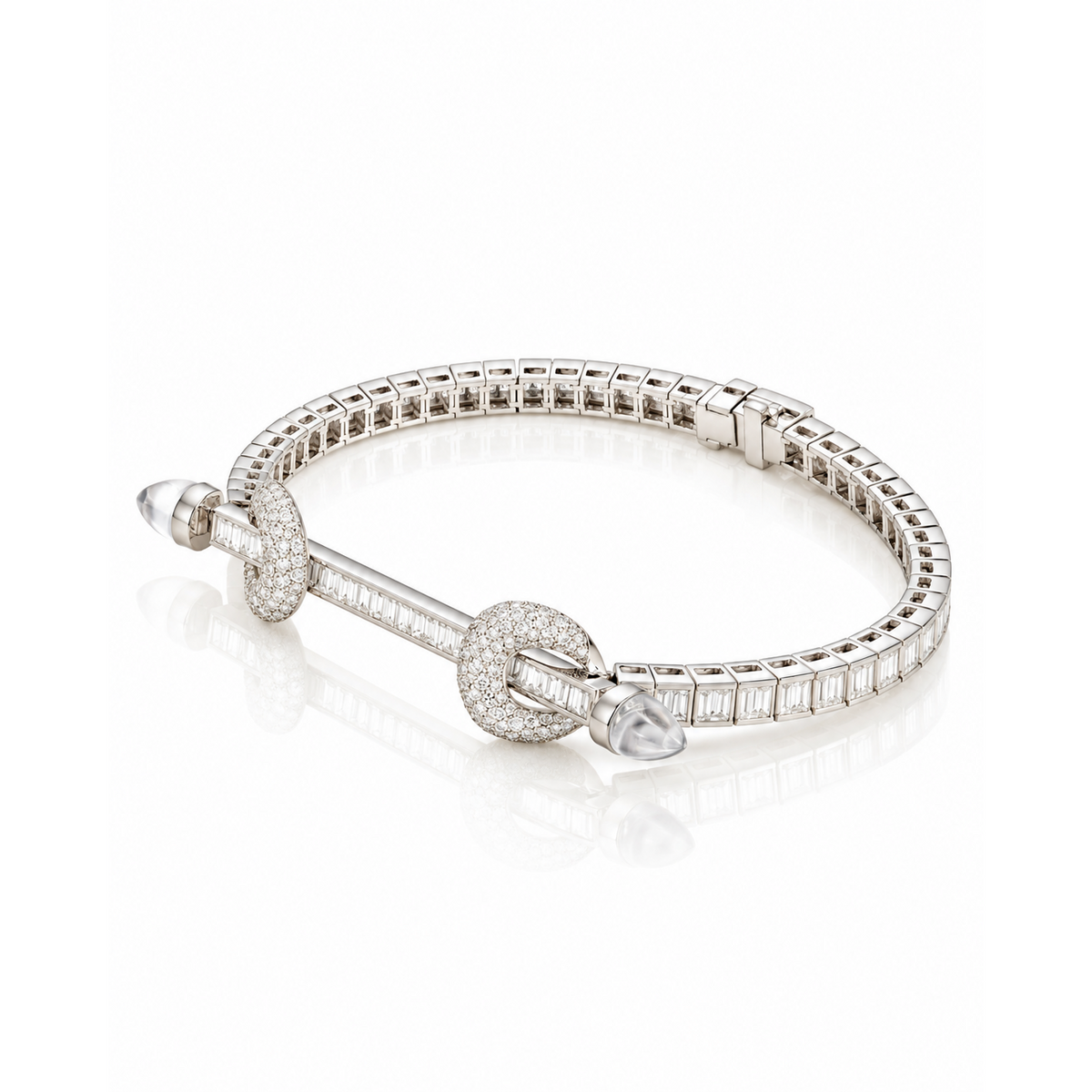 18k white gold articulated diamond chakra bracelet bangle by Ananya Tiny Gods