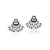 18k white gold and black agate diamond fan earrings with black enamel Tiny Gods