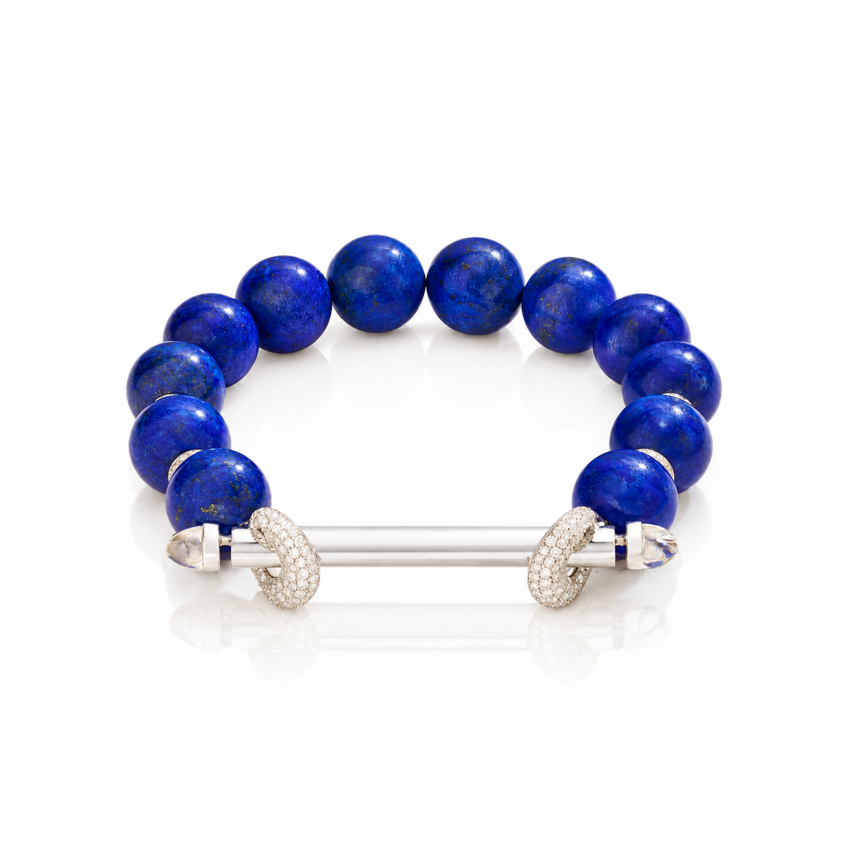 18k white gold lapis beaded chakra diamond bracelet bangle by Ananya Tiny Gods