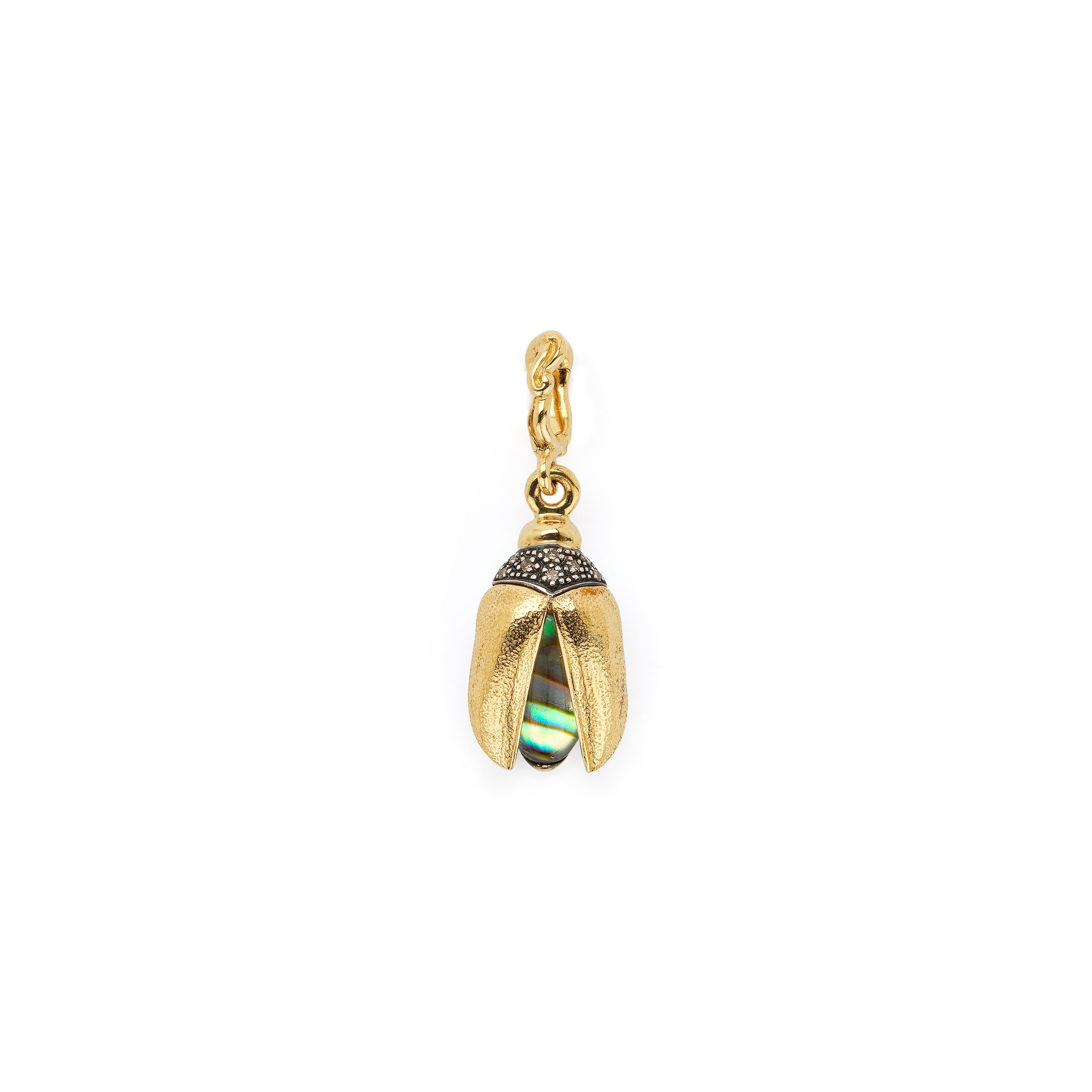 18k yellow gold abalone fly wing scarab charm pendant bestiary by Bibi Van der Velden Tiny Gods