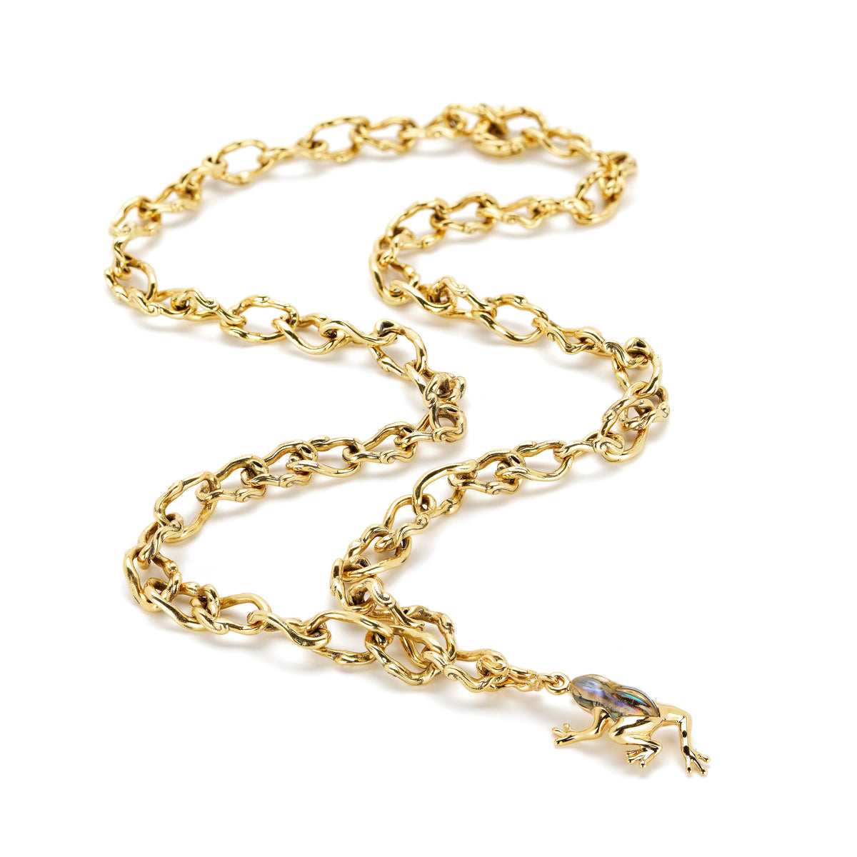 18k yellow gold abalone rock crystal frog pendant charm bestiary collection by Bibi Van Der Velden Tiny Gods