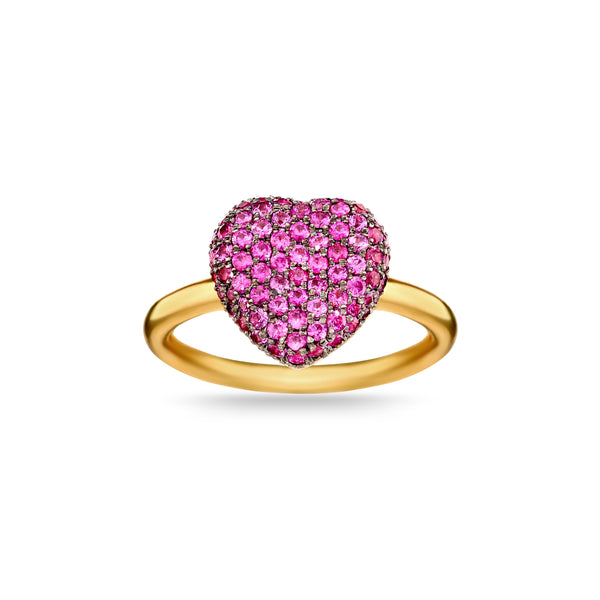 18k yellow gold agape Bella pink sapphire agave heart ring Christina alexiou tiny gods 