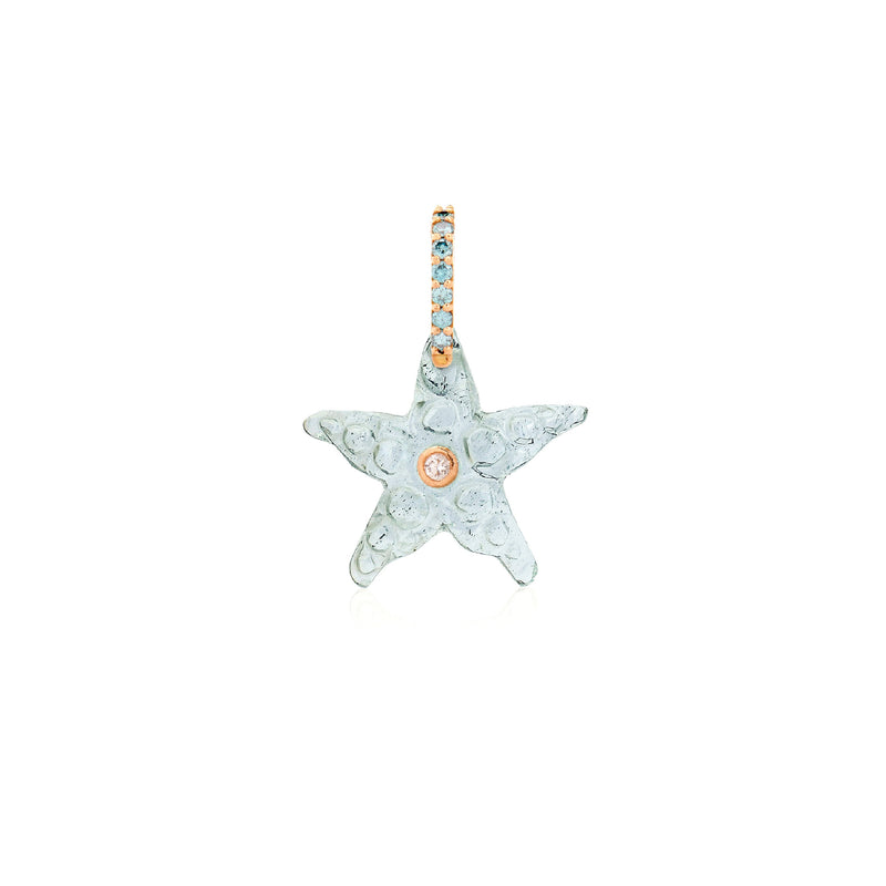 18k yellow gold aquamarine starfish pendant charm with diamonds and blue diamond violet joaillerie at tiny gods