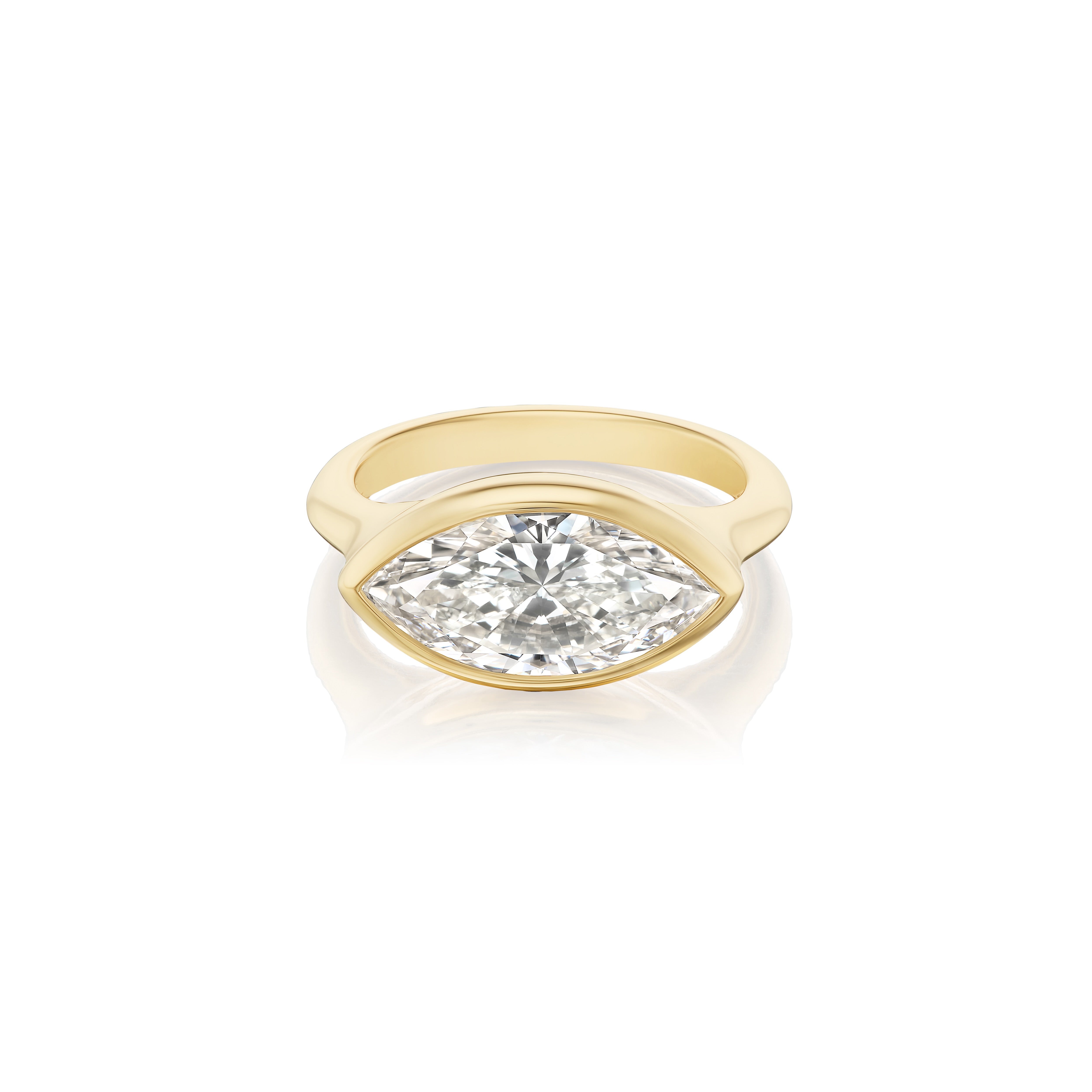 18k yellow gold bezel marquis diamond pinky ring tiny gods