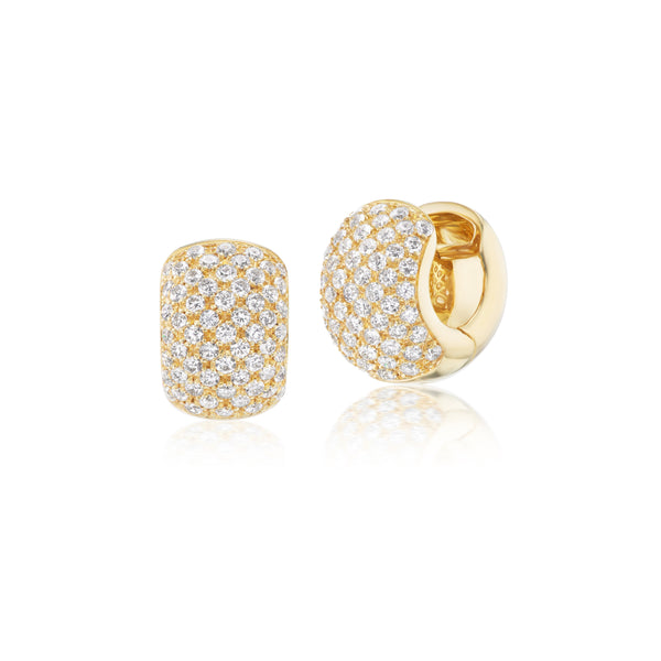 18k yellow gold chubby row huggie diamond earrings tiny gods