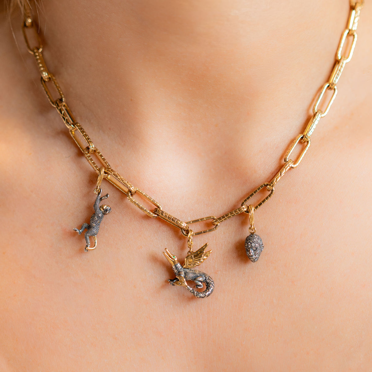 18k yellow gold diamond anamundi flying animal charm pendant bestiary collection by Bibi Van Der Velden Tiny Gods