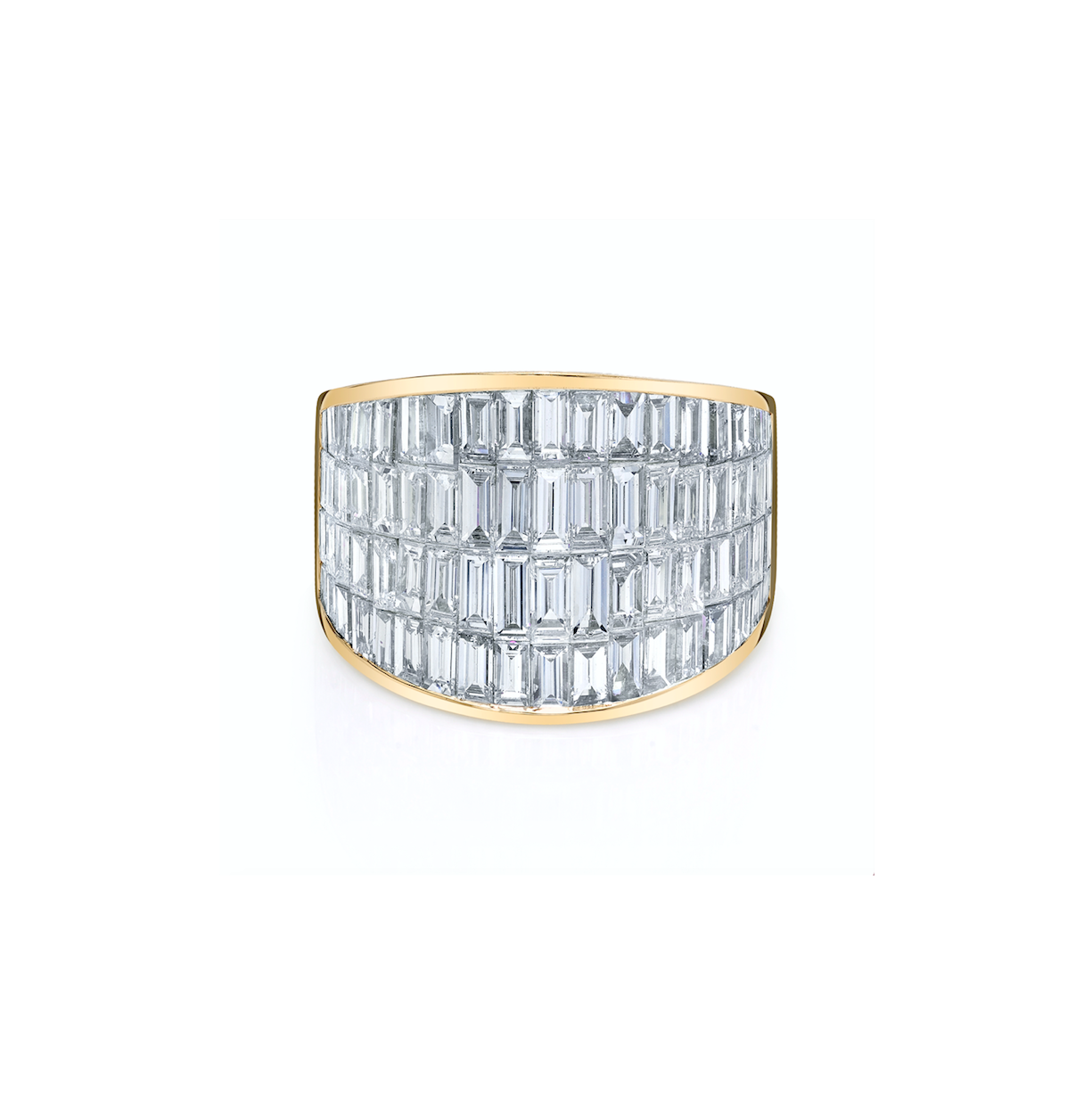 18k yellow gold four row diamond baguette galaxy cigar band by Anita Ko Tiny Gods 