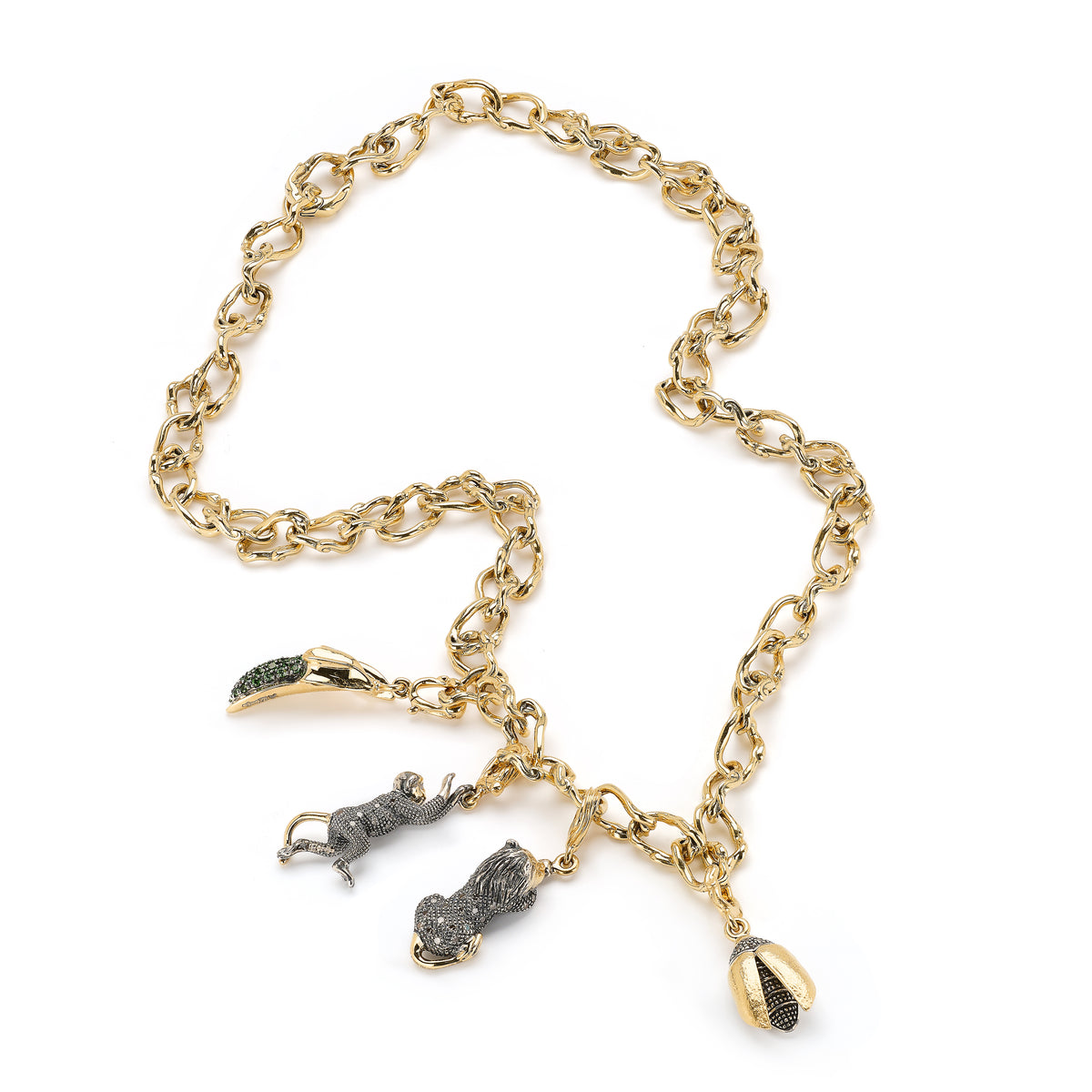 18k yellow gold diamond mighty monkey charm pendant bestiary collection by Bibi Van Der Velden Tiny Gods