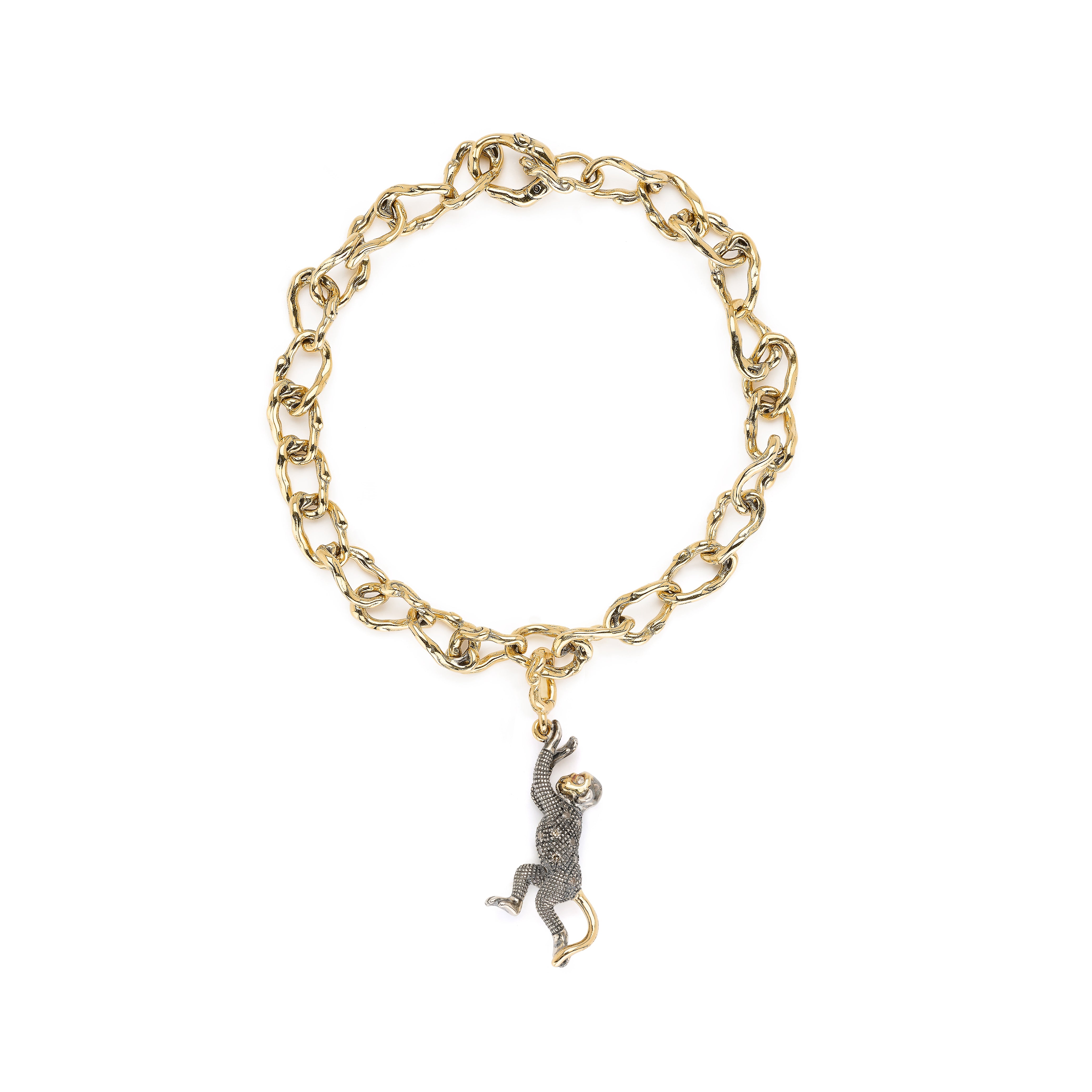 18k yellow gold diamond mighty monkey charm pendant bestiary collection by Bibi Van Der Velden Tiny Gods