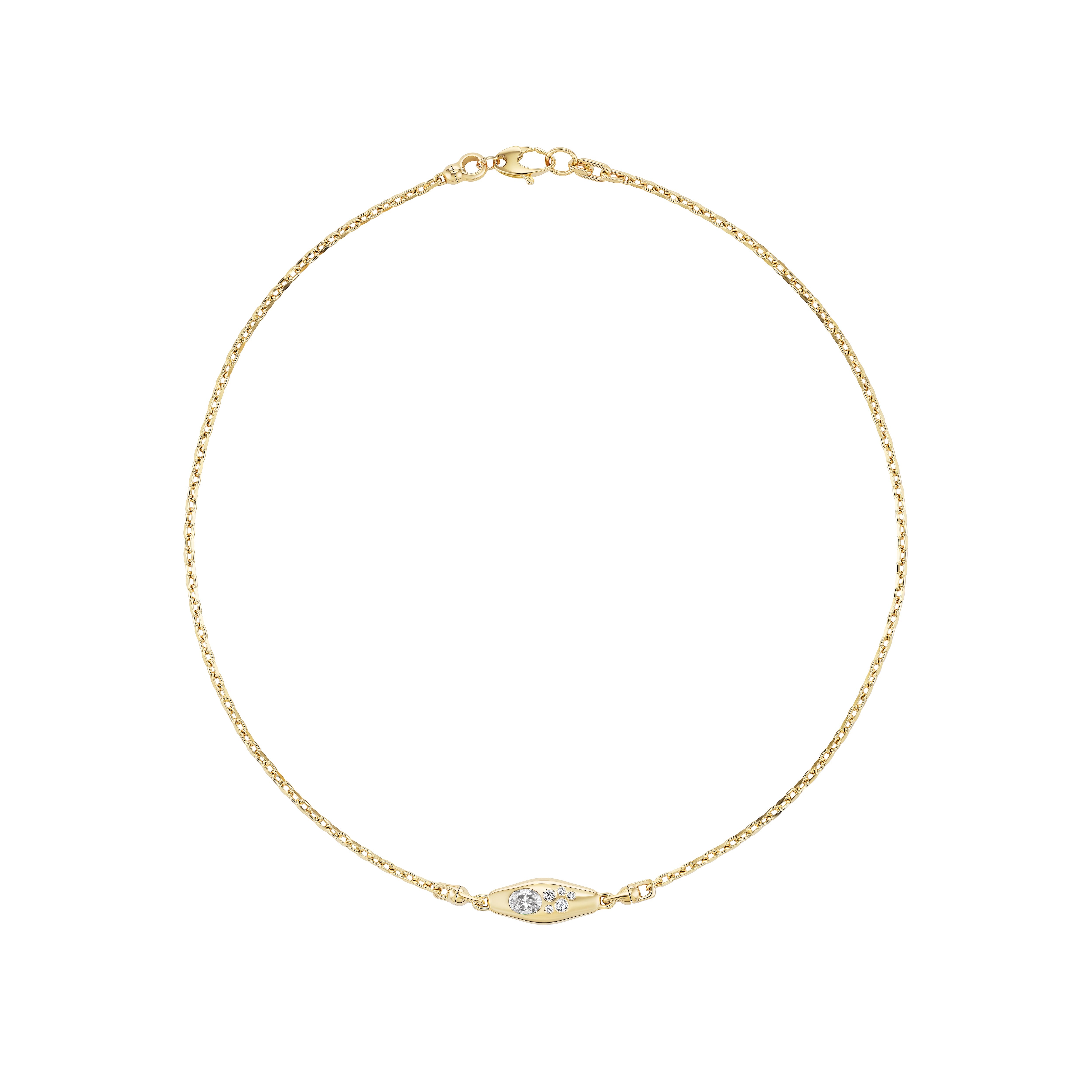 18k yellow gold oval diamond cluster diamond mini vessel necklace by Uniform Object Tiny Gods 