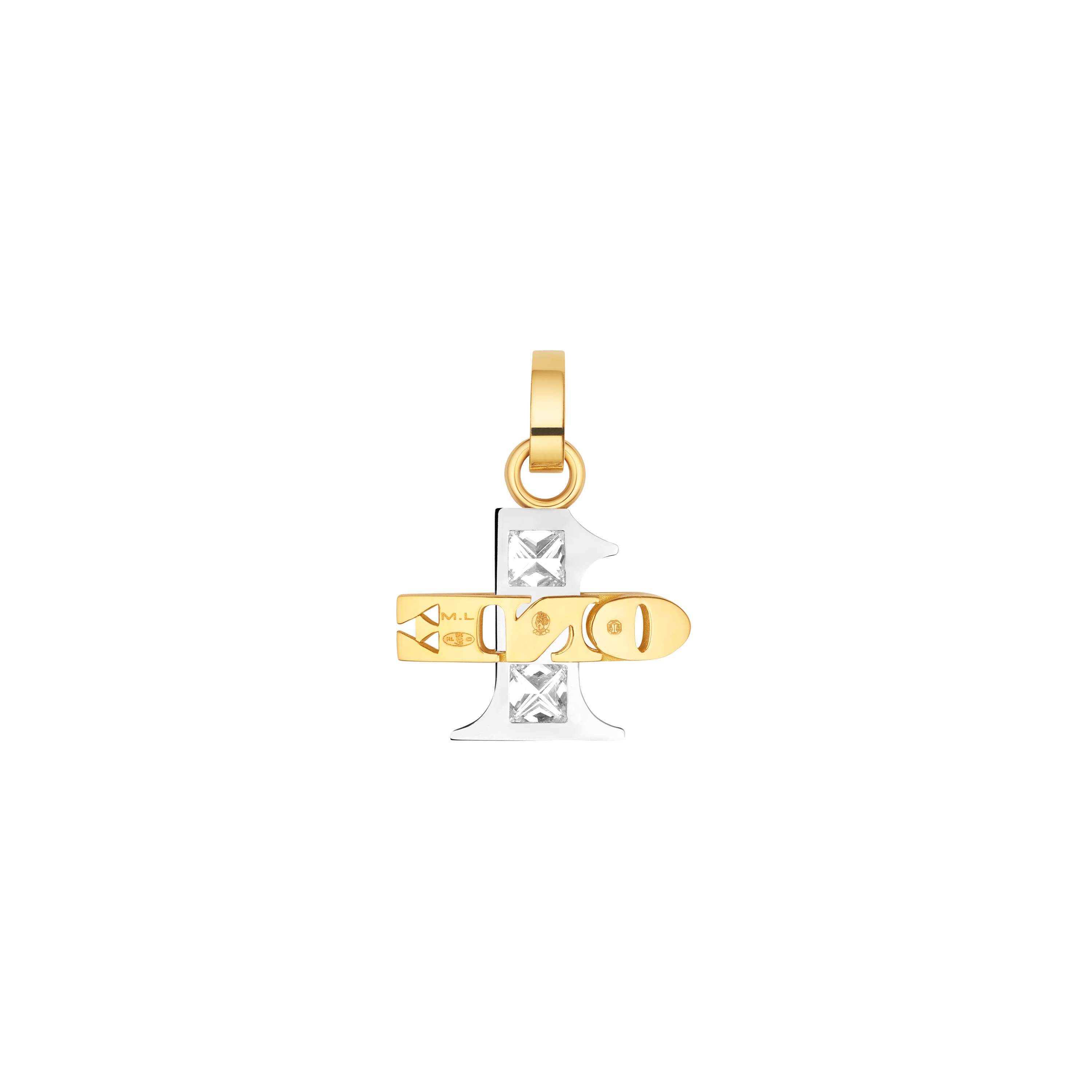 18k yellow gold diamond number one 1 pendant charm by Marie Lichtenberg Tiny Gods