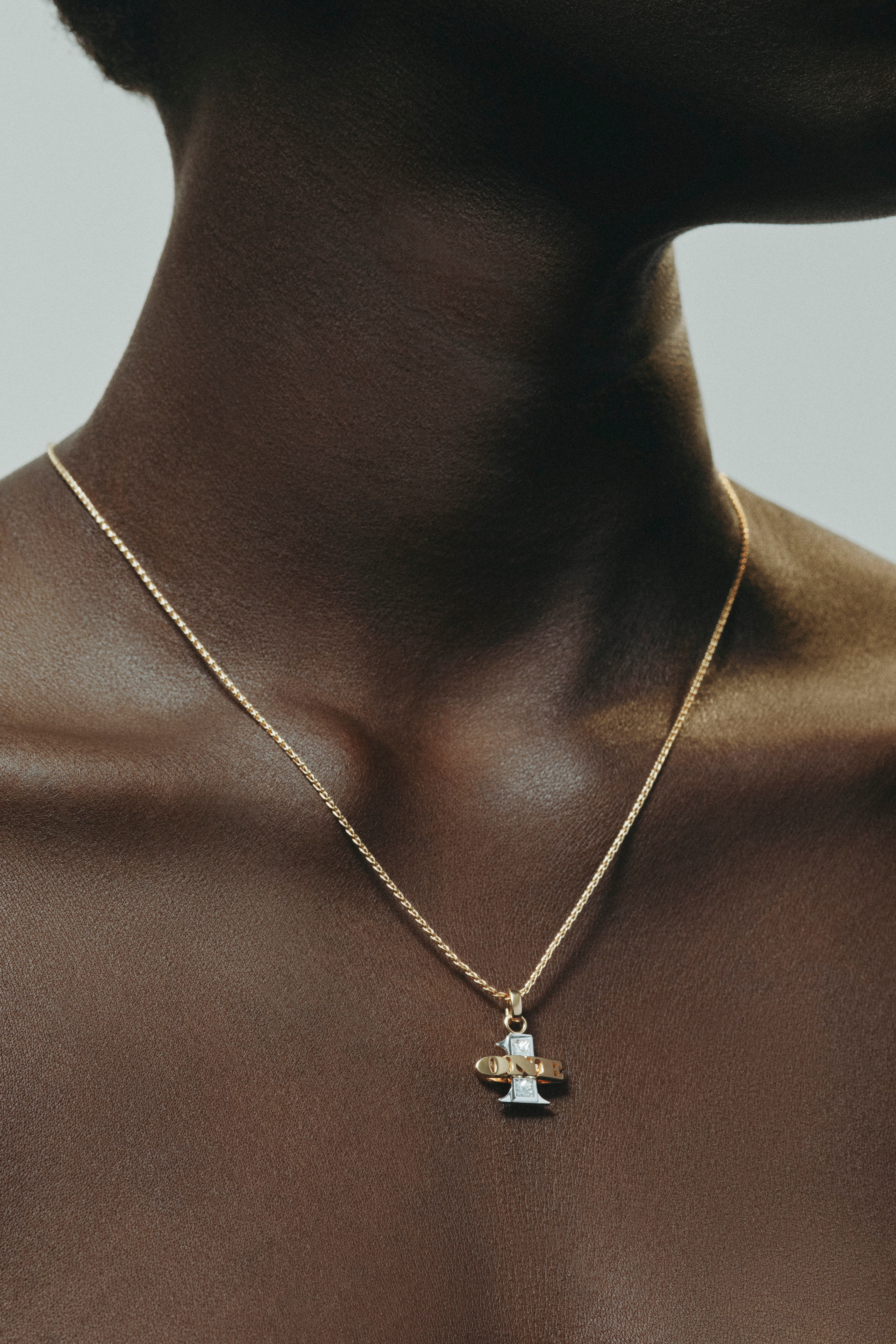 18k yellow gold diamond number one 1 pendant charm by Marie Lichtenberg Tiny Gods