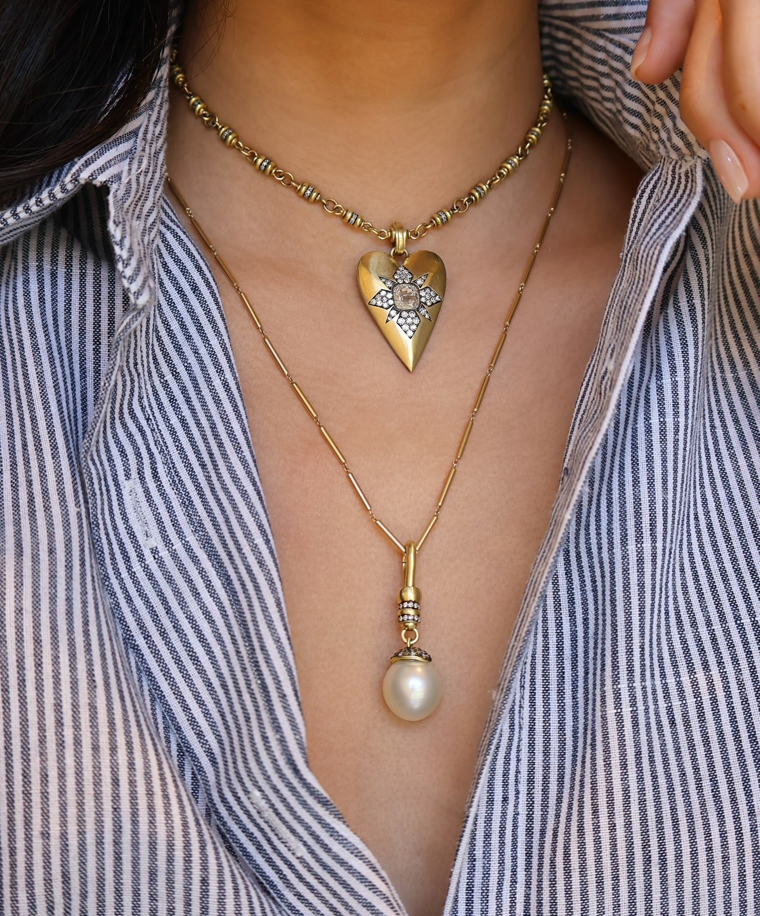 18k yellow gold South Sea Pearl Drop Pendant by Sylva and Cie at Tiny Gods