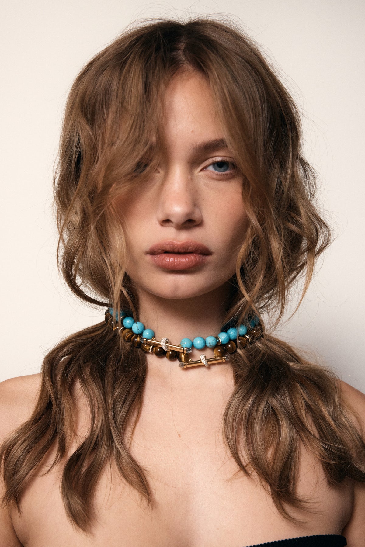 18k yellow gold turquoise blue beaded chakra necklace ananya 